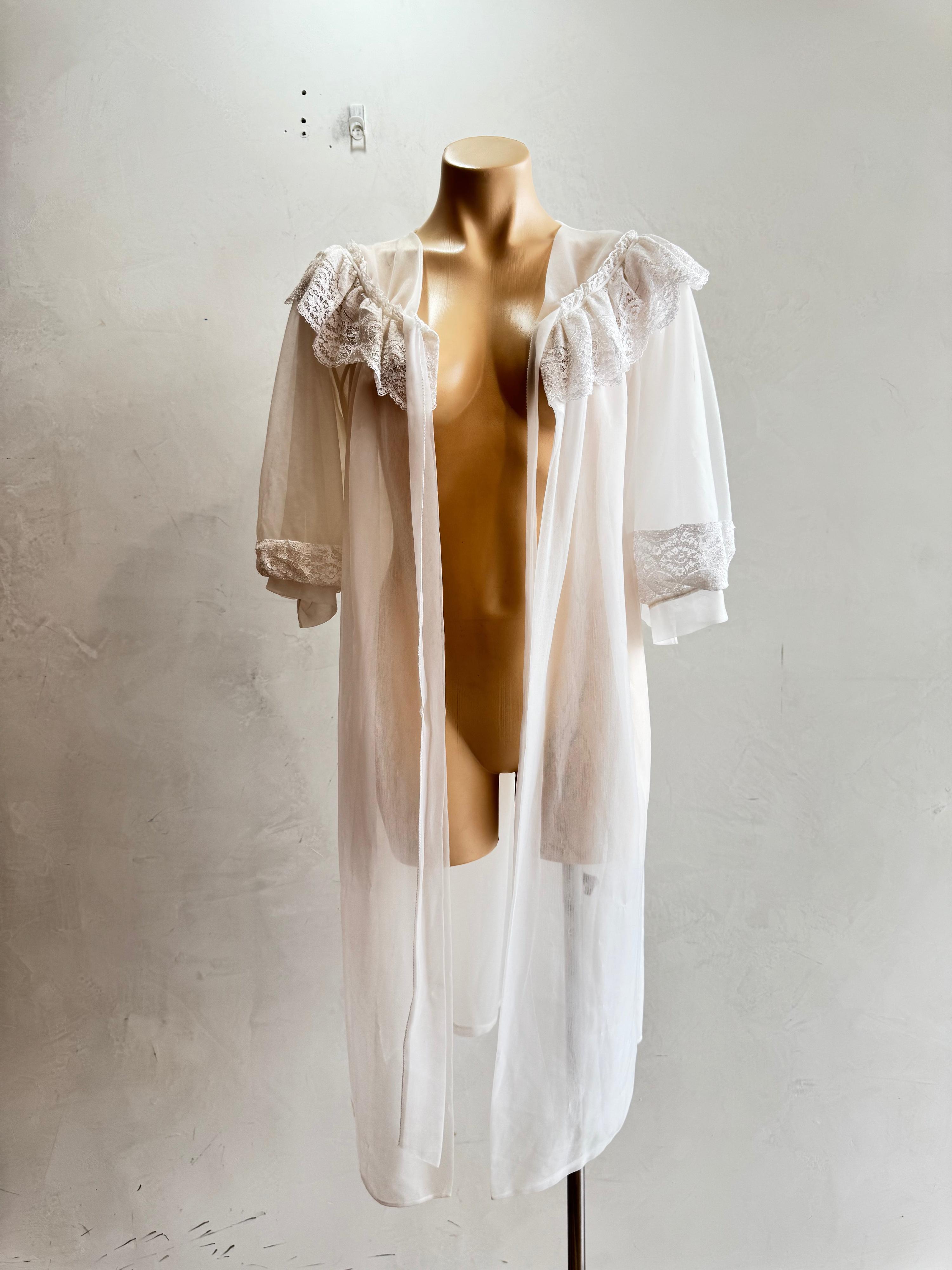 Vintage Gen Jex white Lace robe - size S thumbnail 8