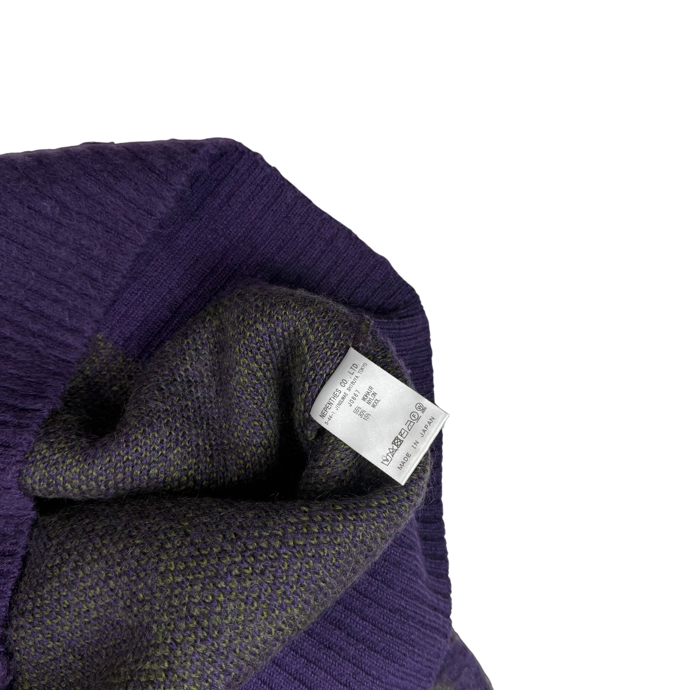 SOUTH2 WEST8 Mohair Blend Loose Fit V-Neck Sweatshirt Purple / Green (Size S) thumbnail 4