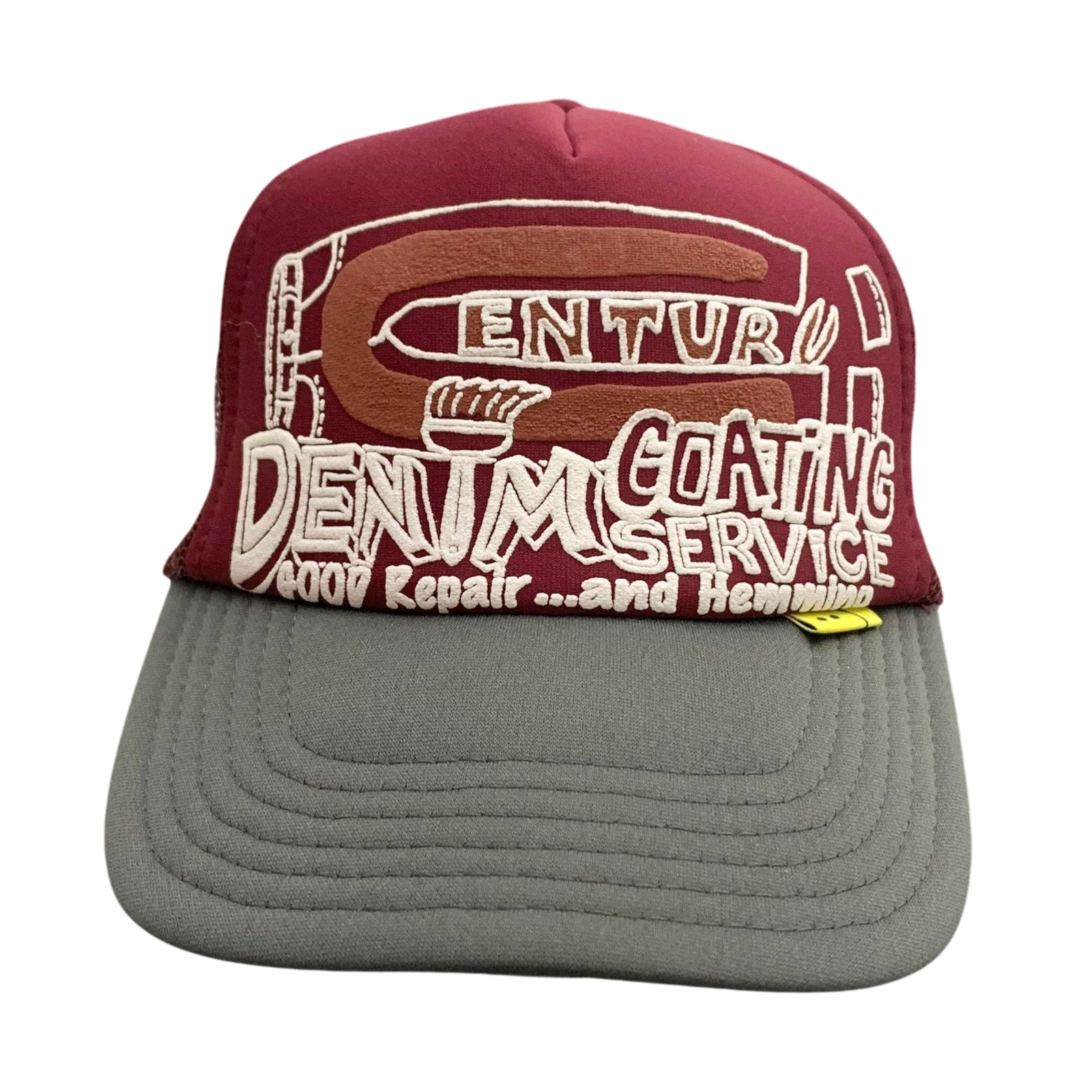 Kapital 'Century Denim Coating Service' Trucker Cap Burgundy/Grey thumbnail 2