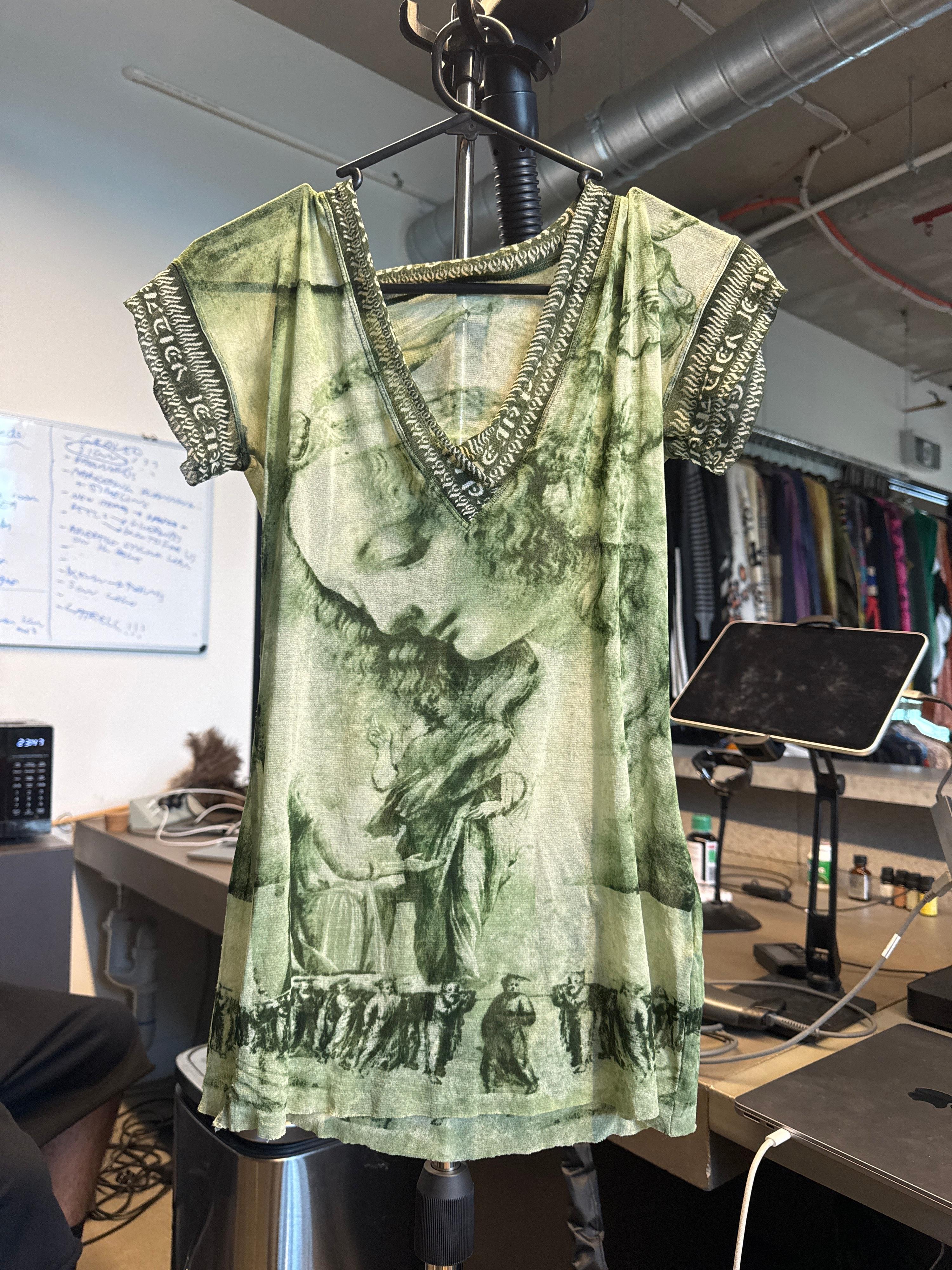 S/S1998 Jean Paul Gaultier Classique Green Mesh Top (Size L)