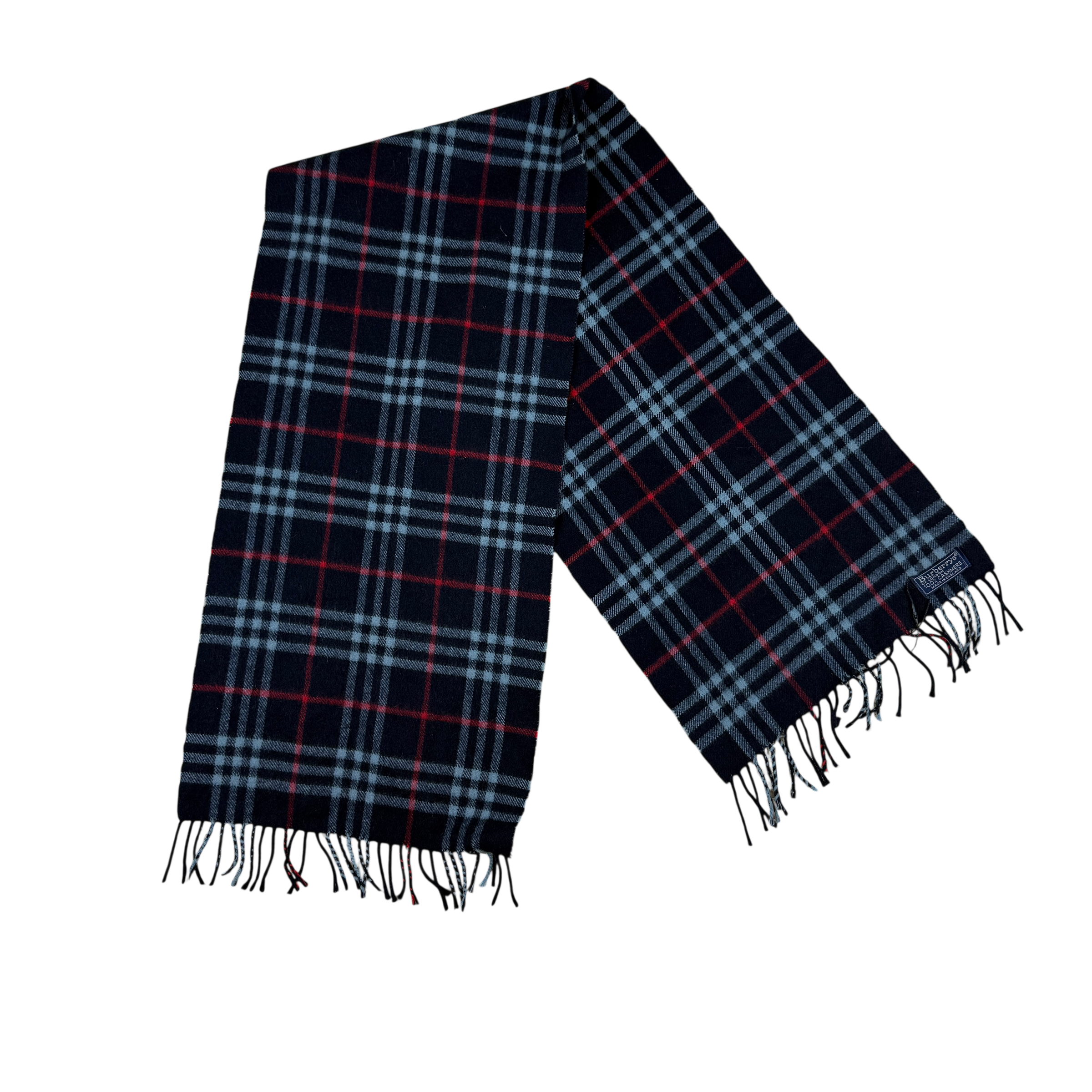 Burberry 90s Cashmere Nova Check Scarf Navy