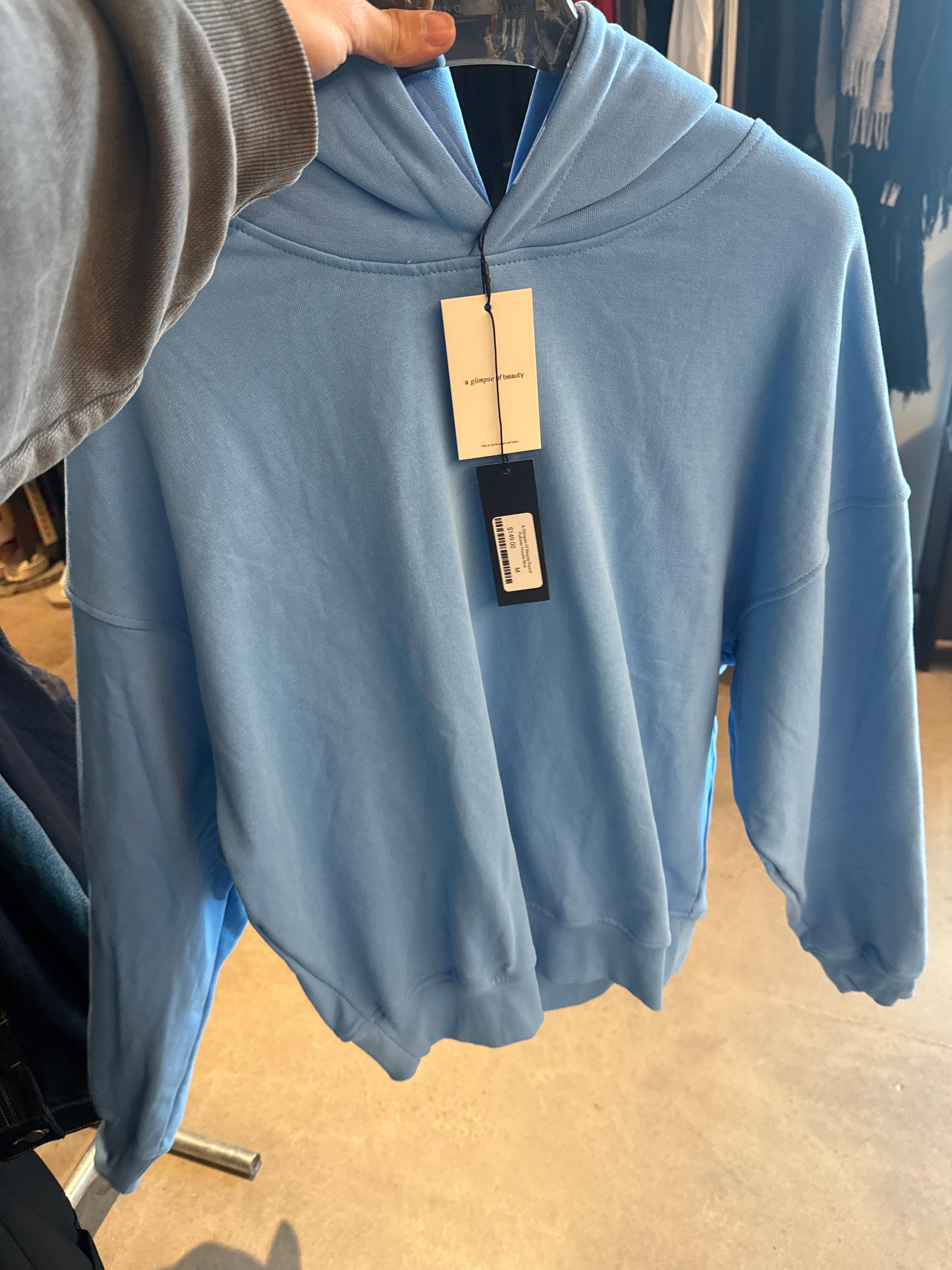 A Glimpse Of Beauty Round Pullover Hoodie Blue - M