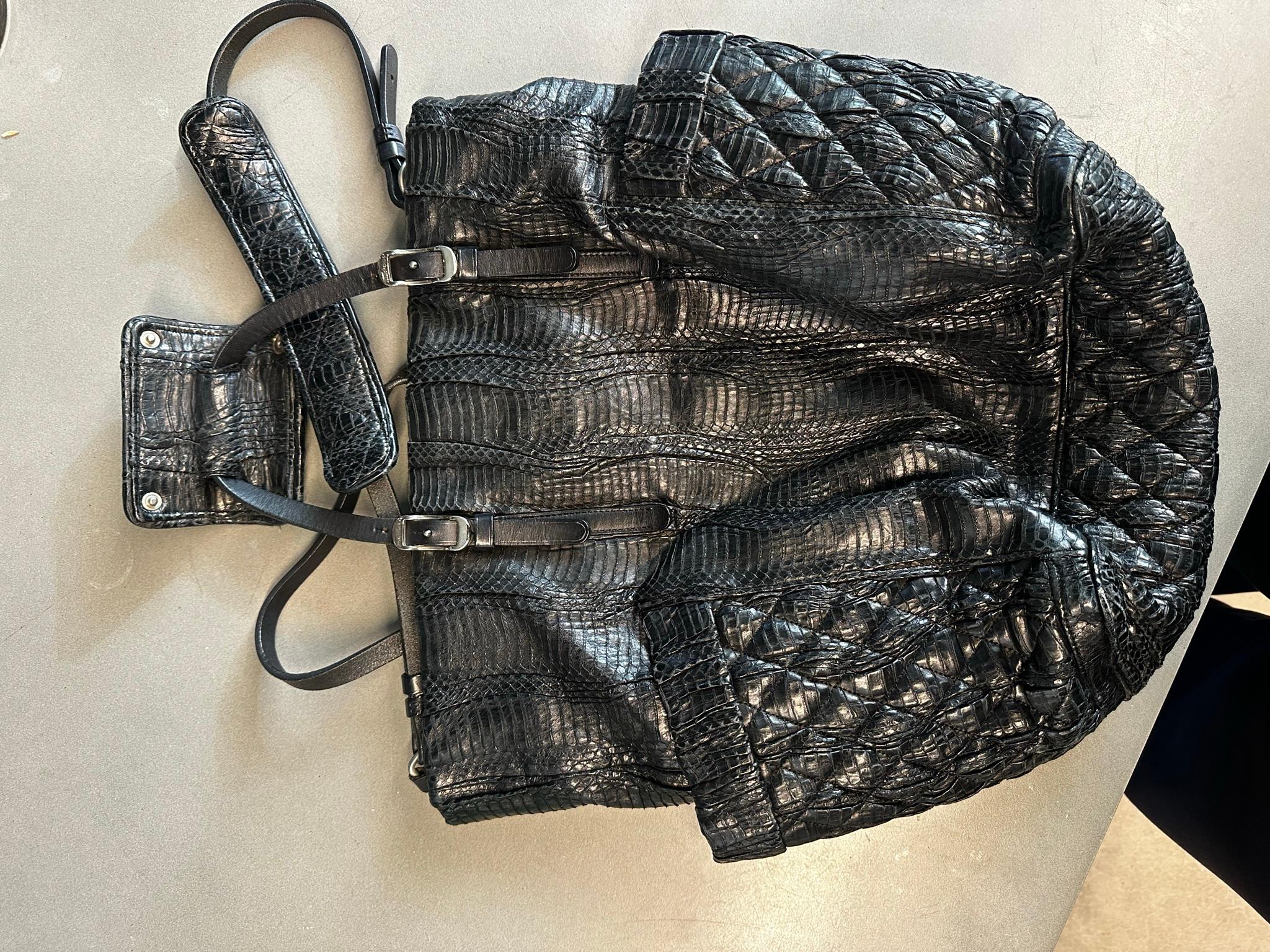 Jimmy Choo Snake Print Leather Shoulder Bag Black (Size O/S) thumbnail 3