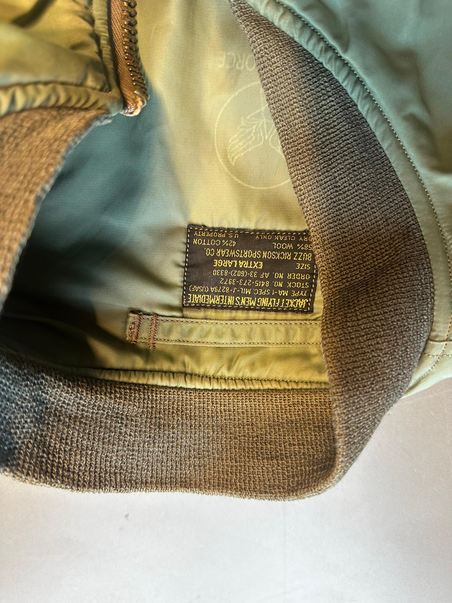 Buzz Rickson’s 57th Fighter Interceptor Squadron MA-1 Flight Jacket Sage Green (Size XL) thumbnail 4