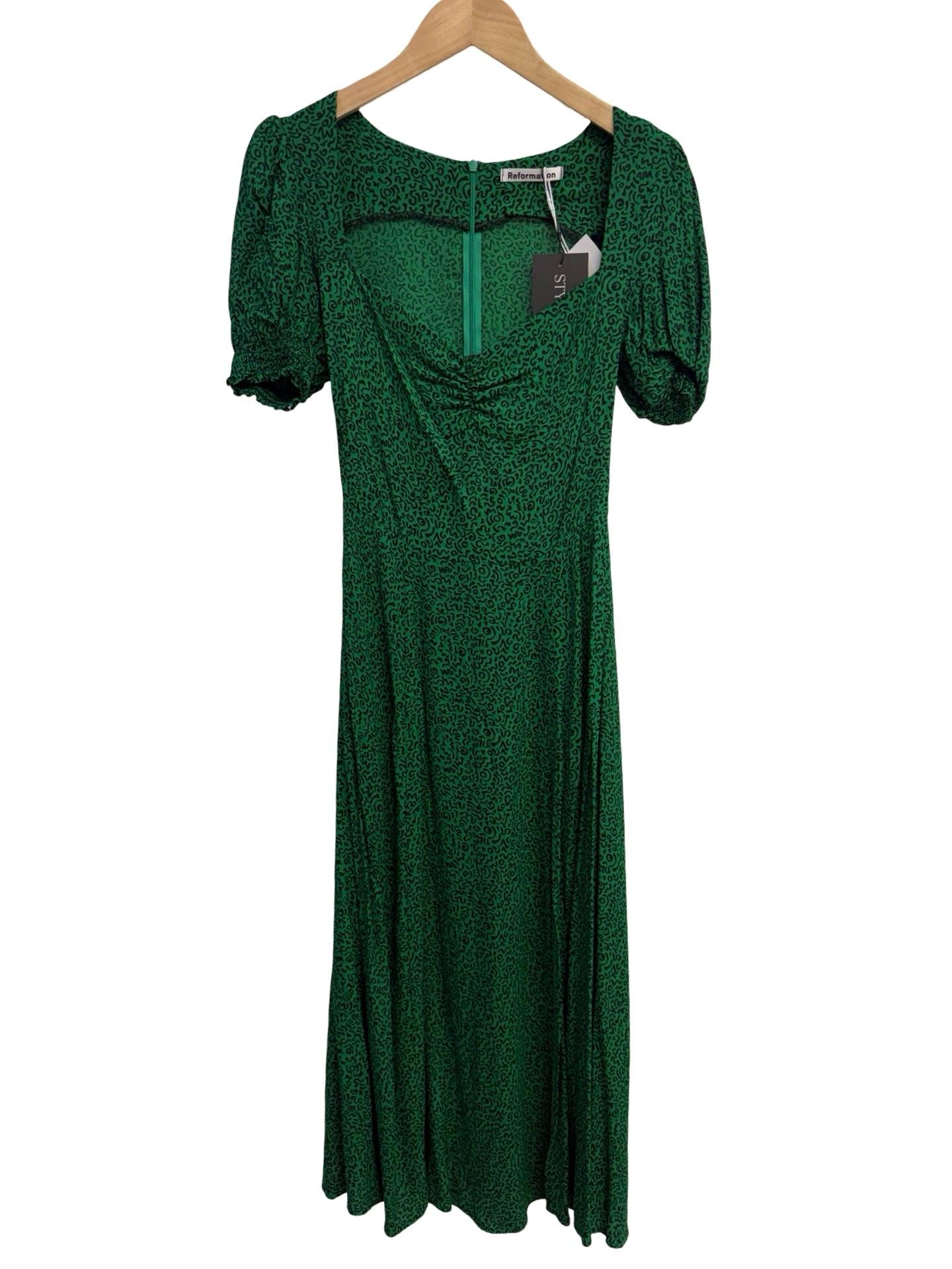 Reformation Green Midi Dress S