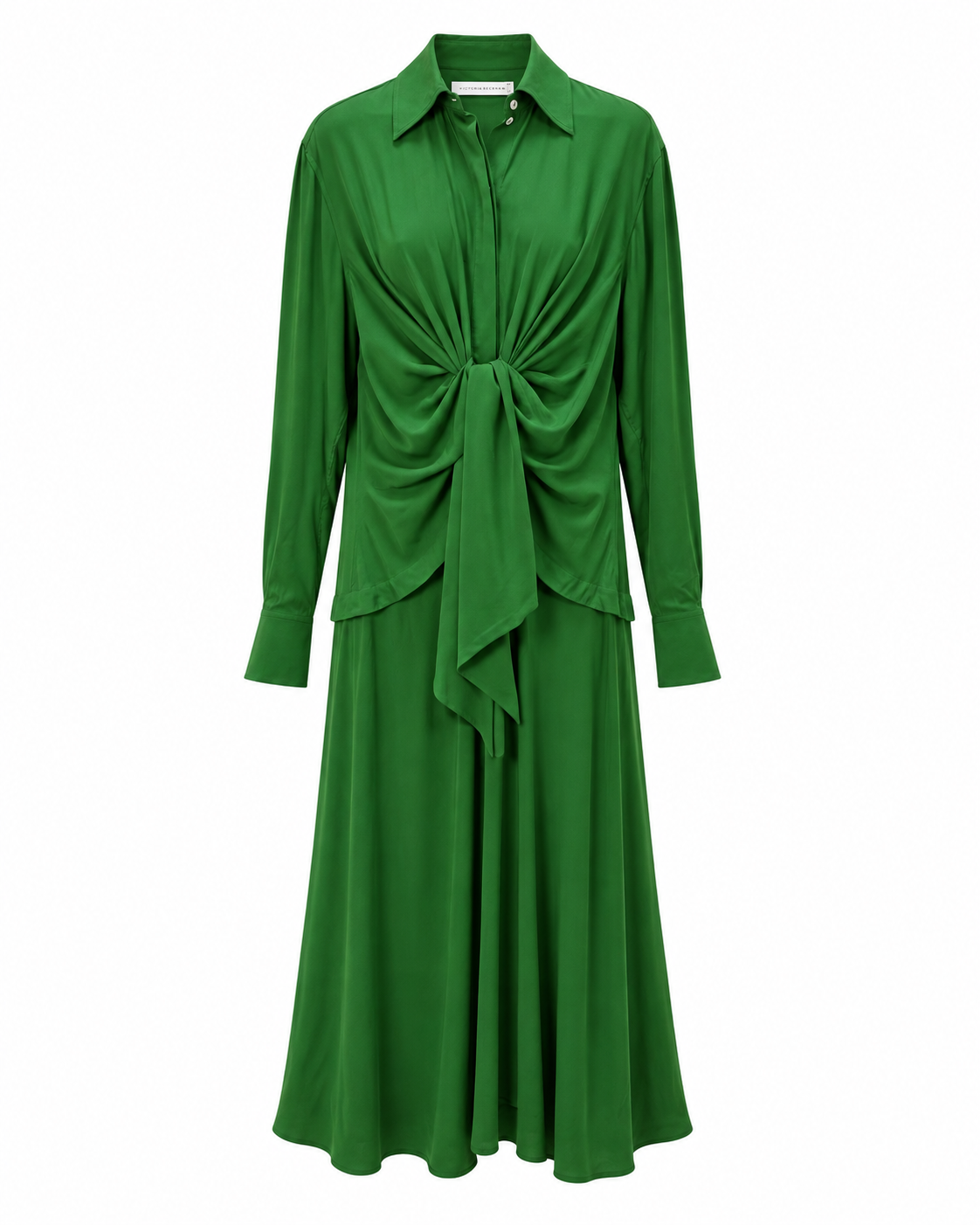 Victoria Beckham Green Draped Shirt Dress 14