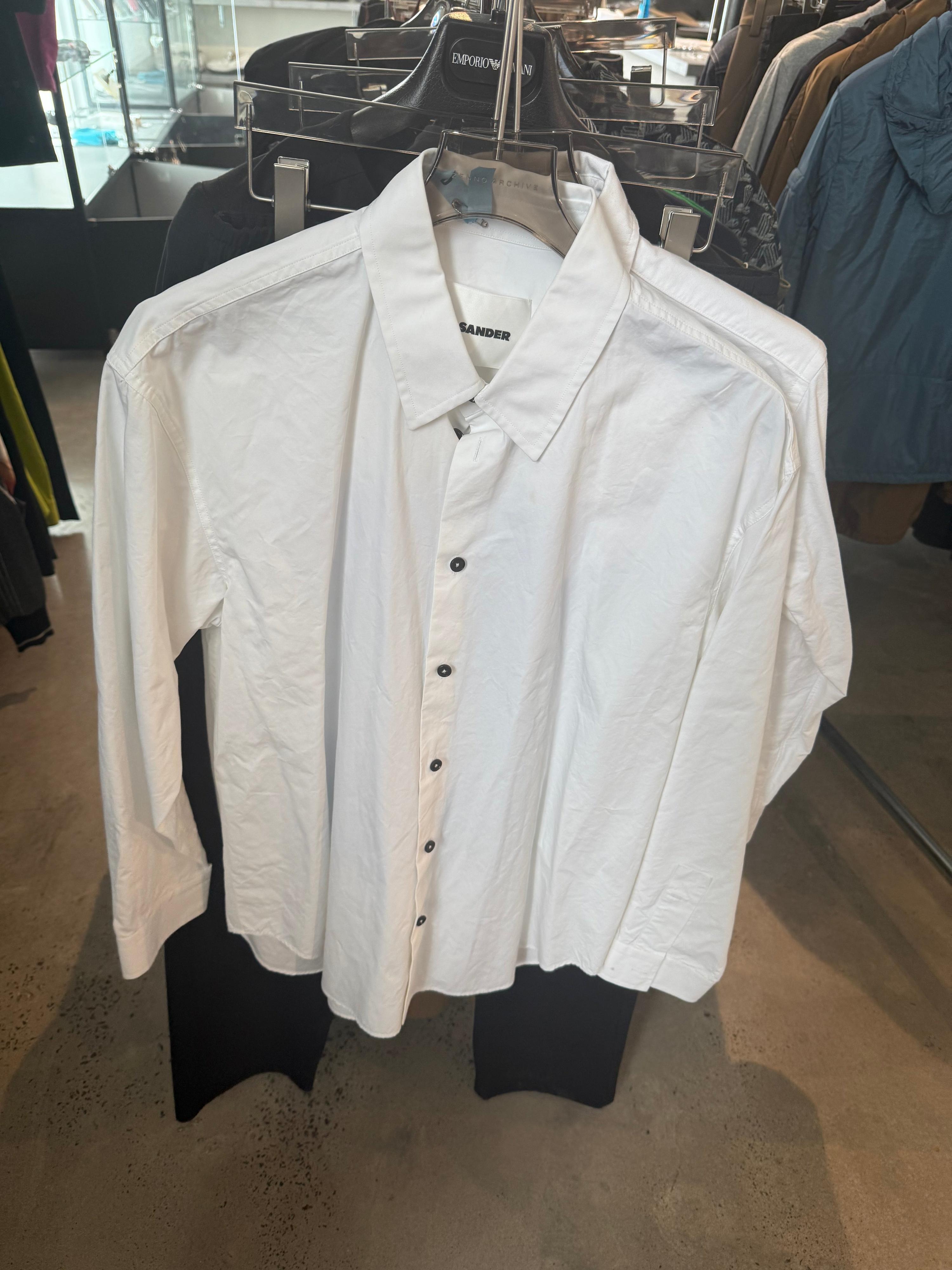 Jil Sander SS21 ‘Never Fade Away’ Slogan-Print Oversized Long-Sleeve Shirt White (Size 48/M)