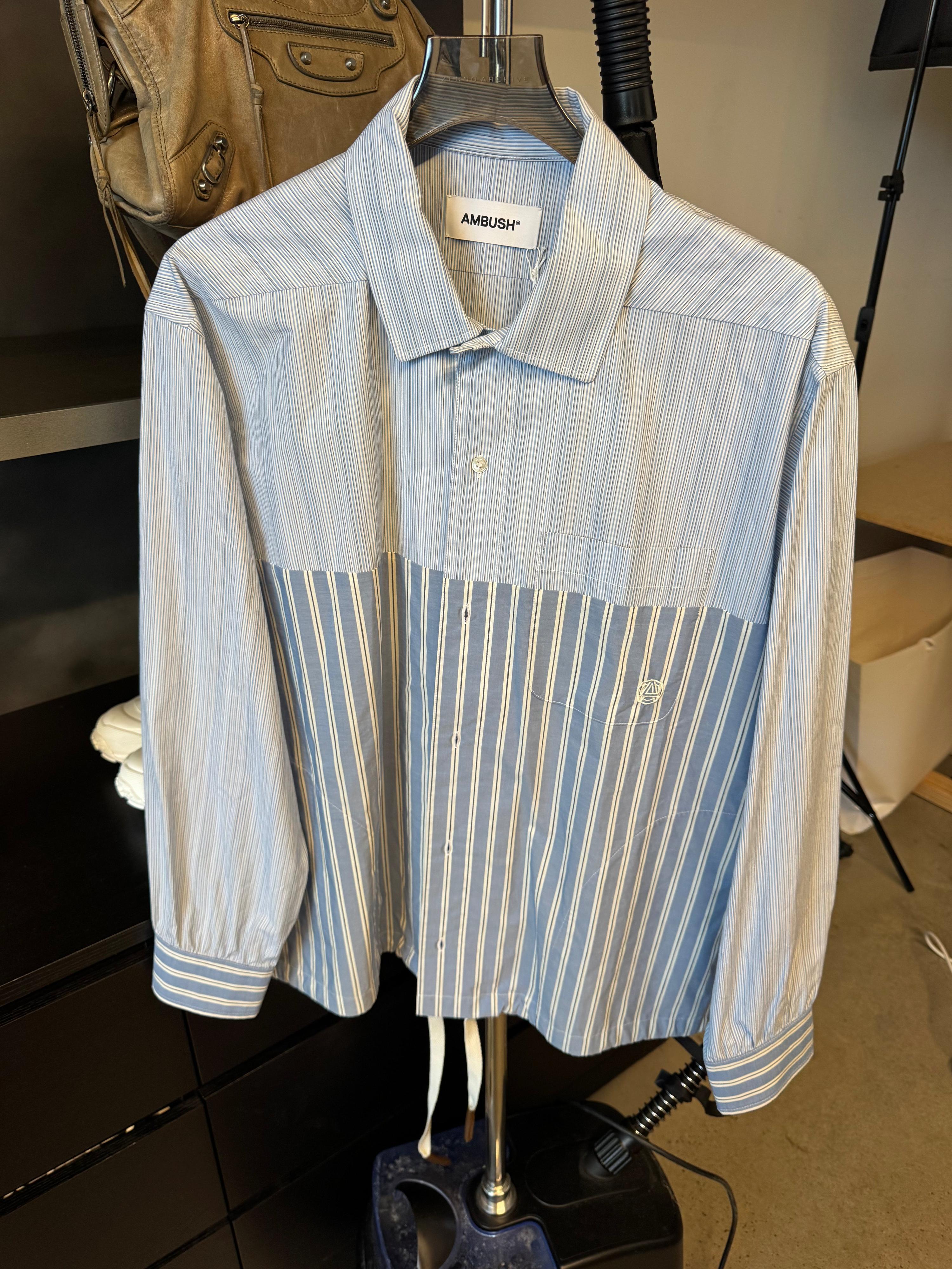 AMBUSH Striped Drawstring Shirt Blue (Size 48/M)