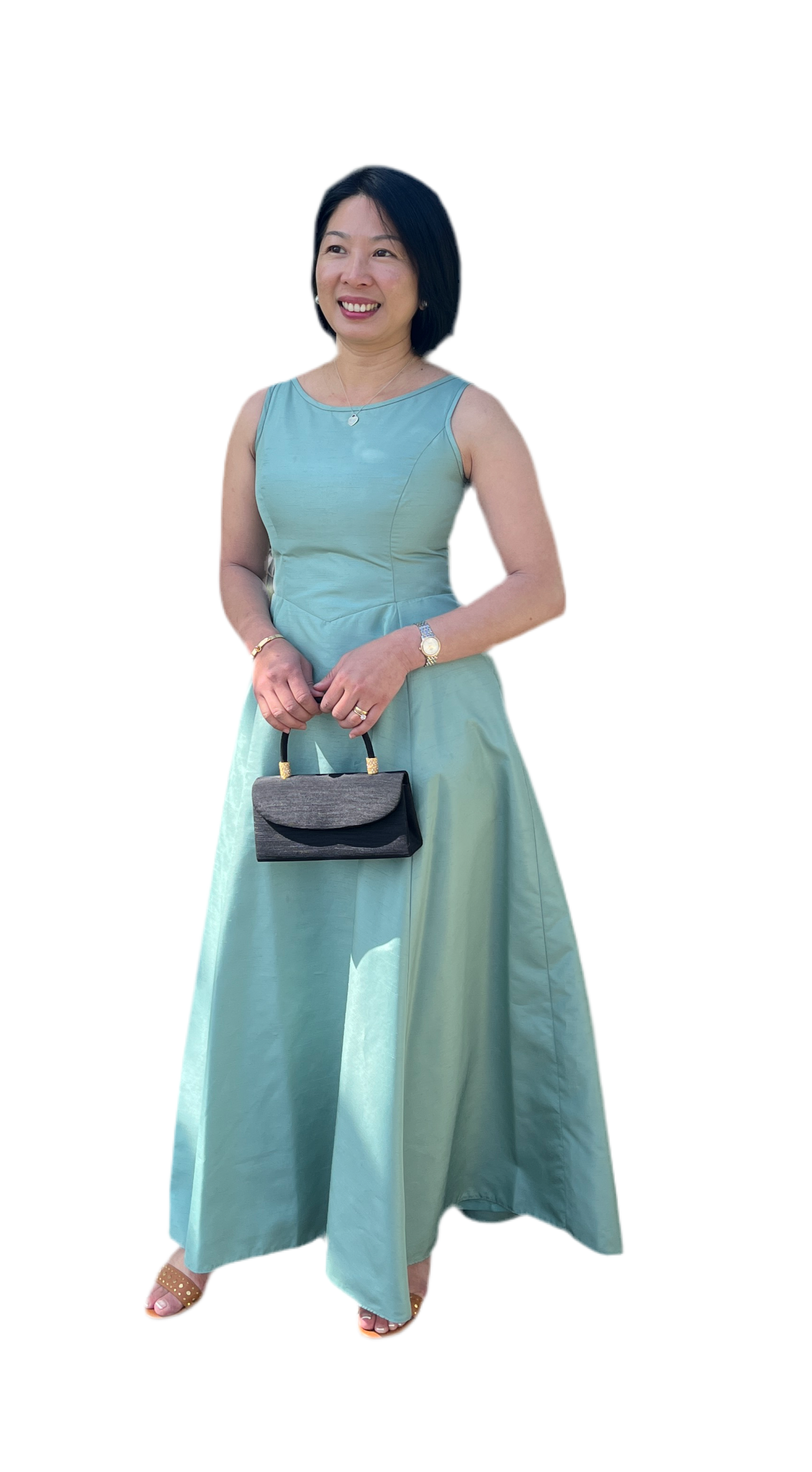Vintage Custom Sea Foam Green Maxi Dress/Gown Size XS thumbnail 10