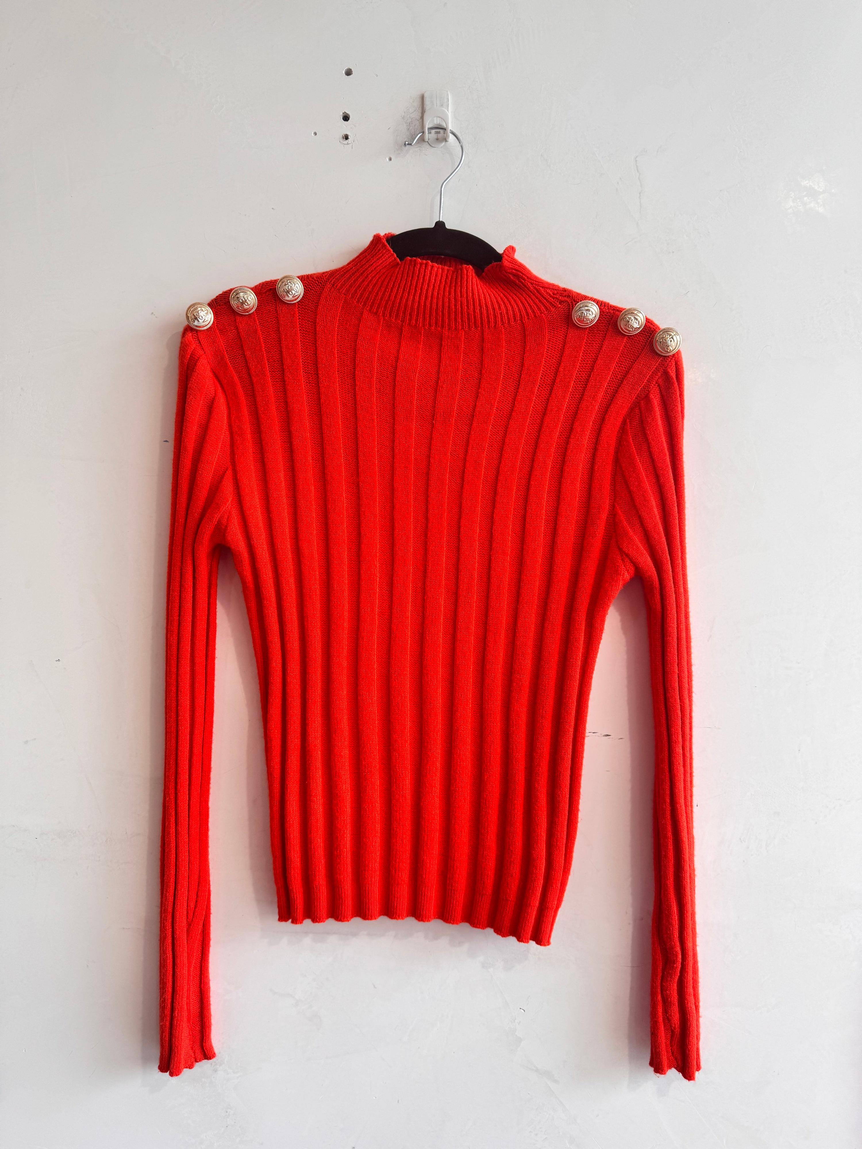 Turtleneck knit top with button details - Size S - Gold thumbnail 2