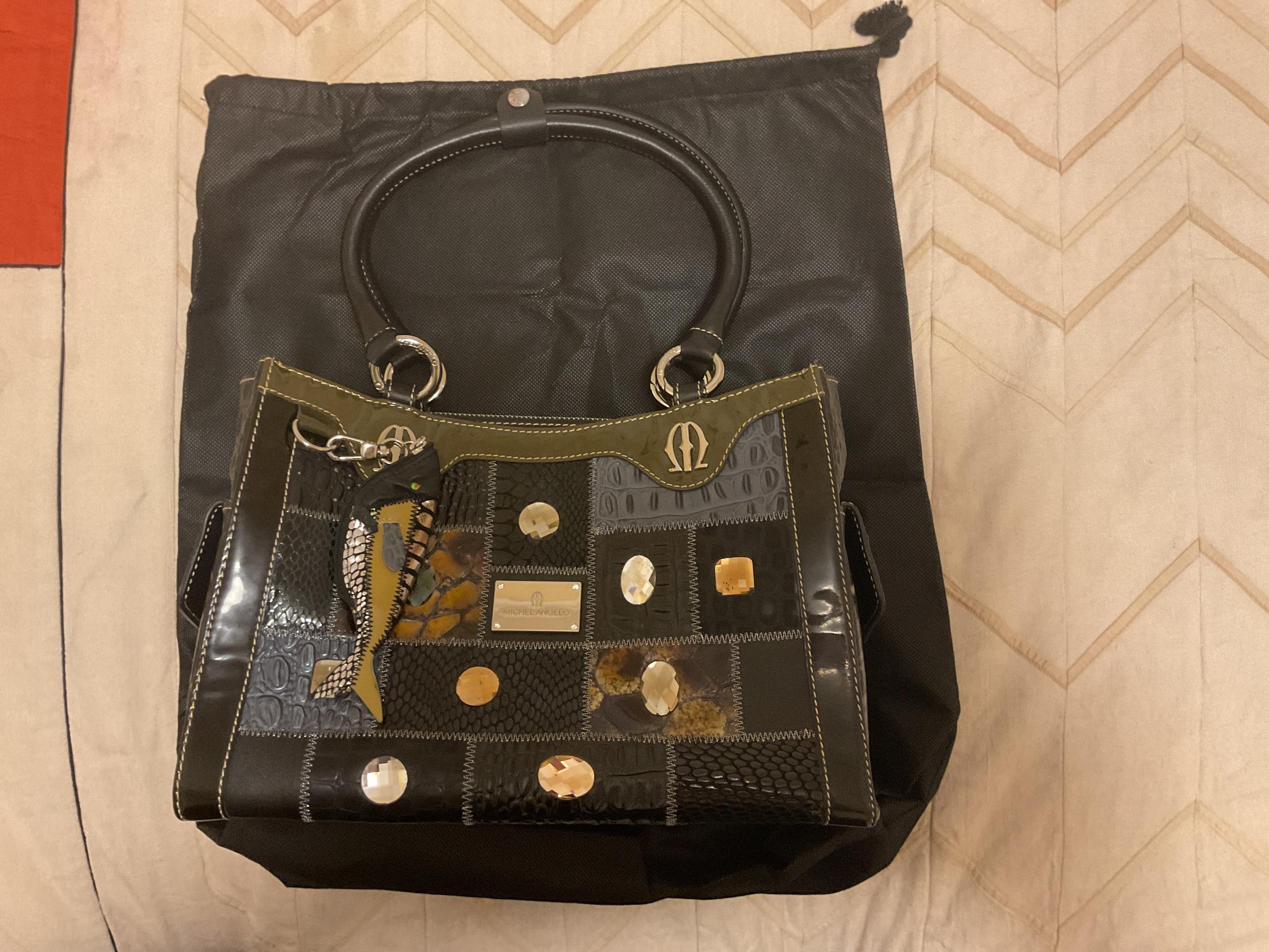 Michelangelo Black Patchwork Statement Shoulder Bag