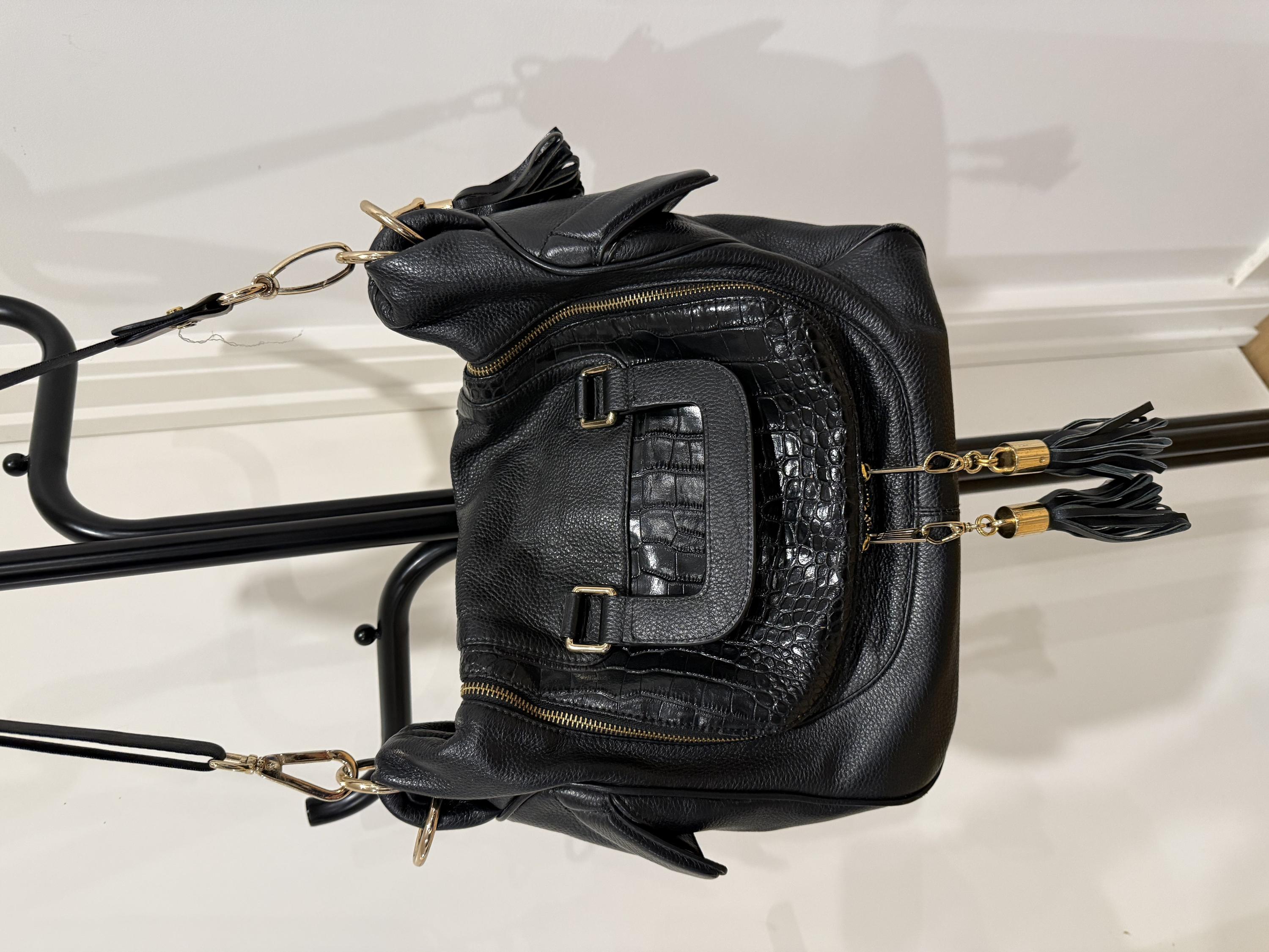 After the Apple Black Leather Bag