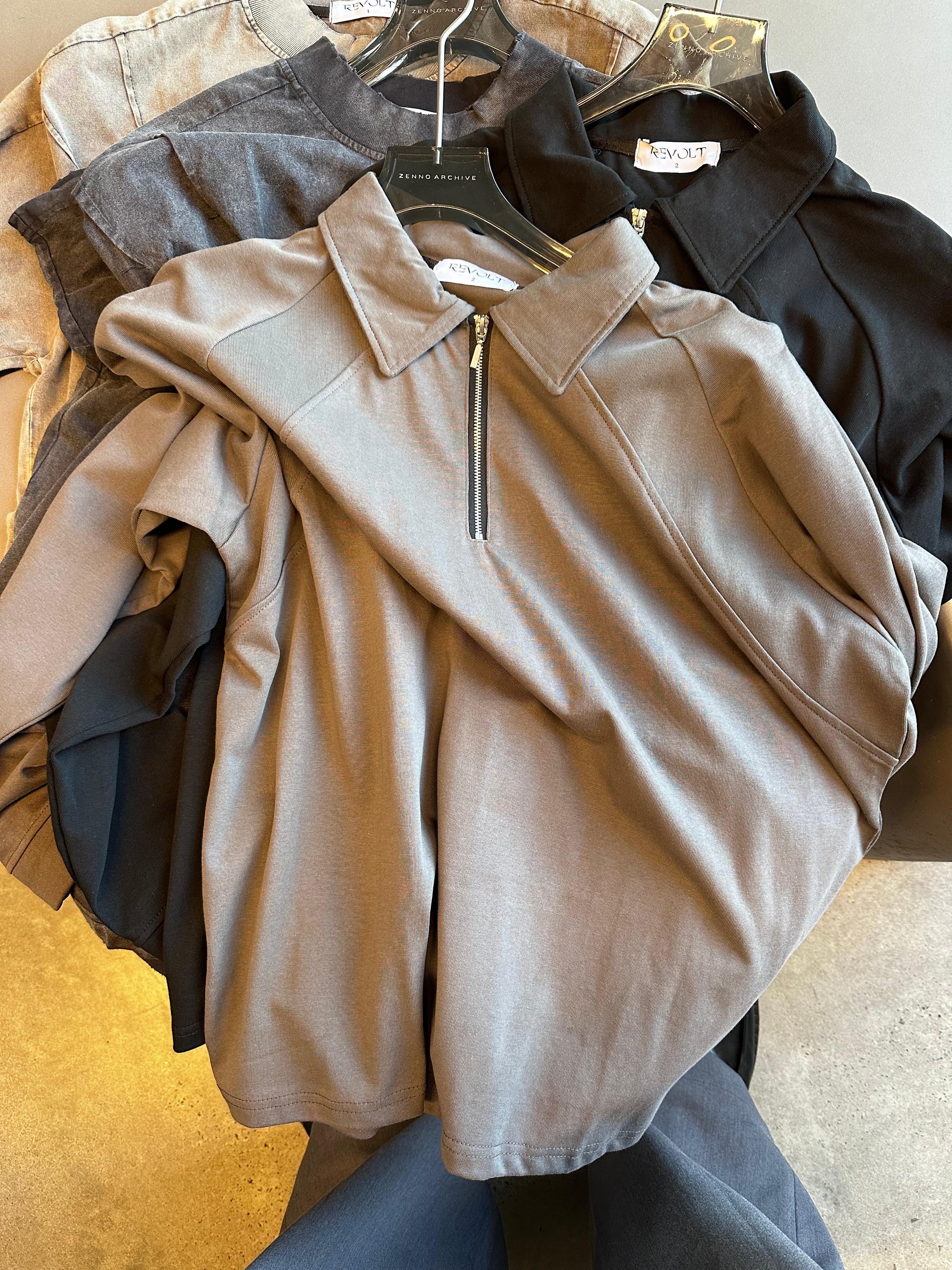 Revolt Quarter-Zip Polo Shirt Grey - 2