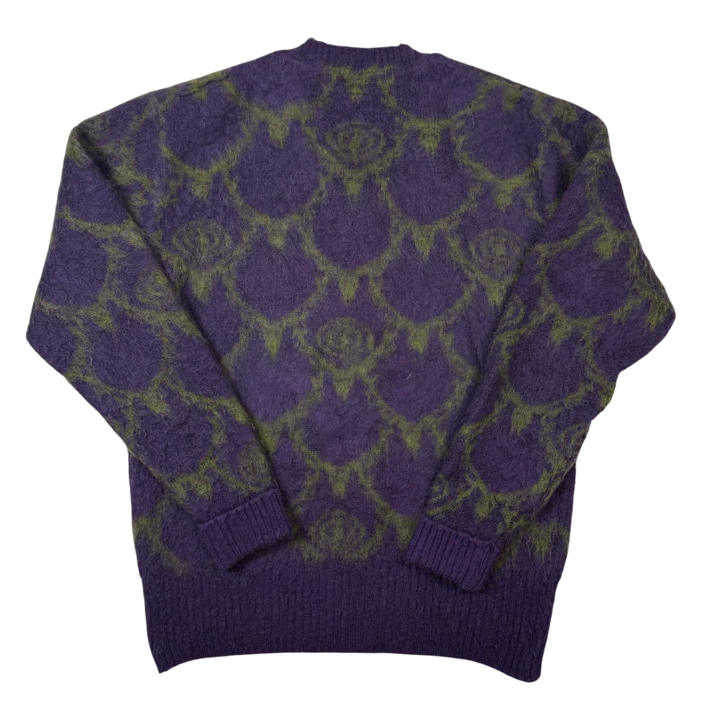 SOUTH2 WEST8 Mohair Blend Loose Fit V-Neck Sweatshirt Purple / Green (Size S) thumbnail 3