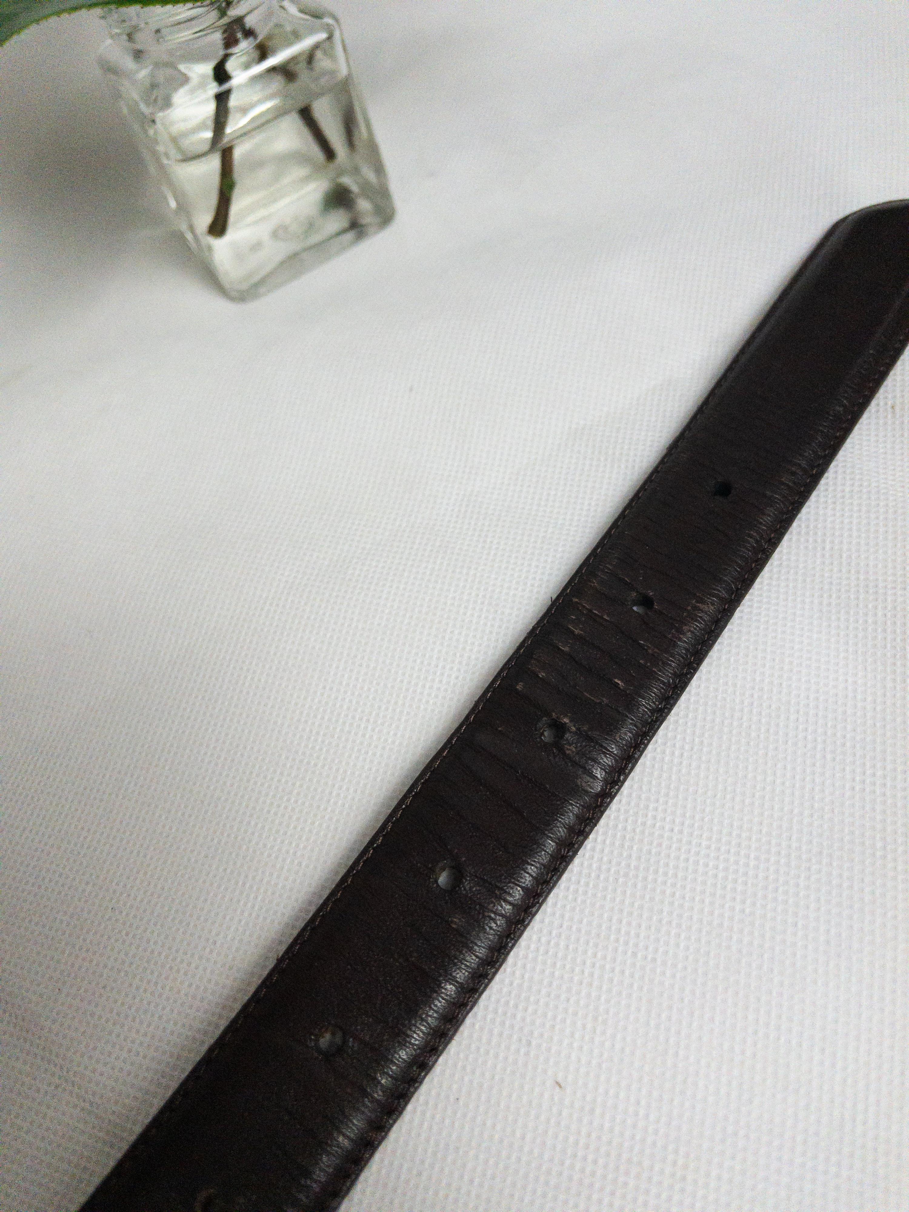 Vintage Brown Leather Belt Silver Hardware M/L thumbnail 4