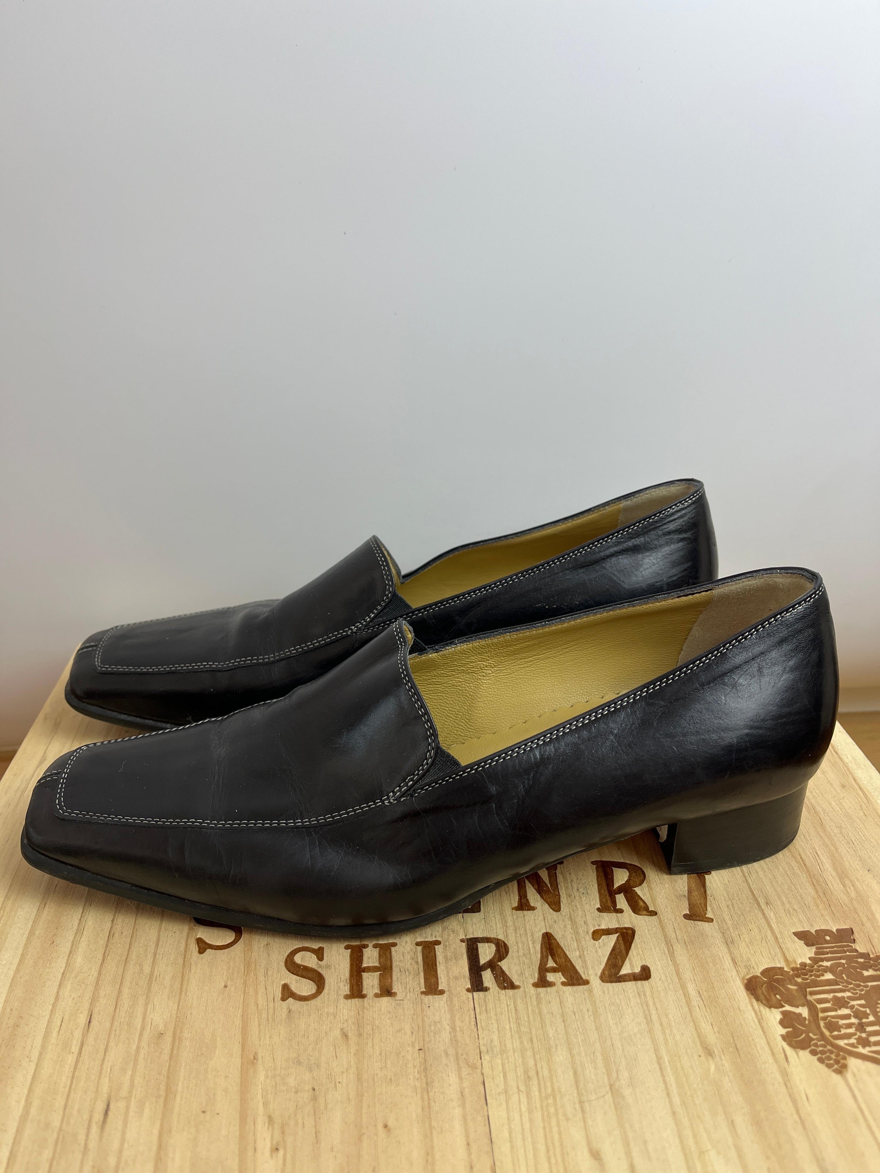 Vintage SACCHETTO TRIMOND Black Leather Mules Size 39.5 thumbnail 2