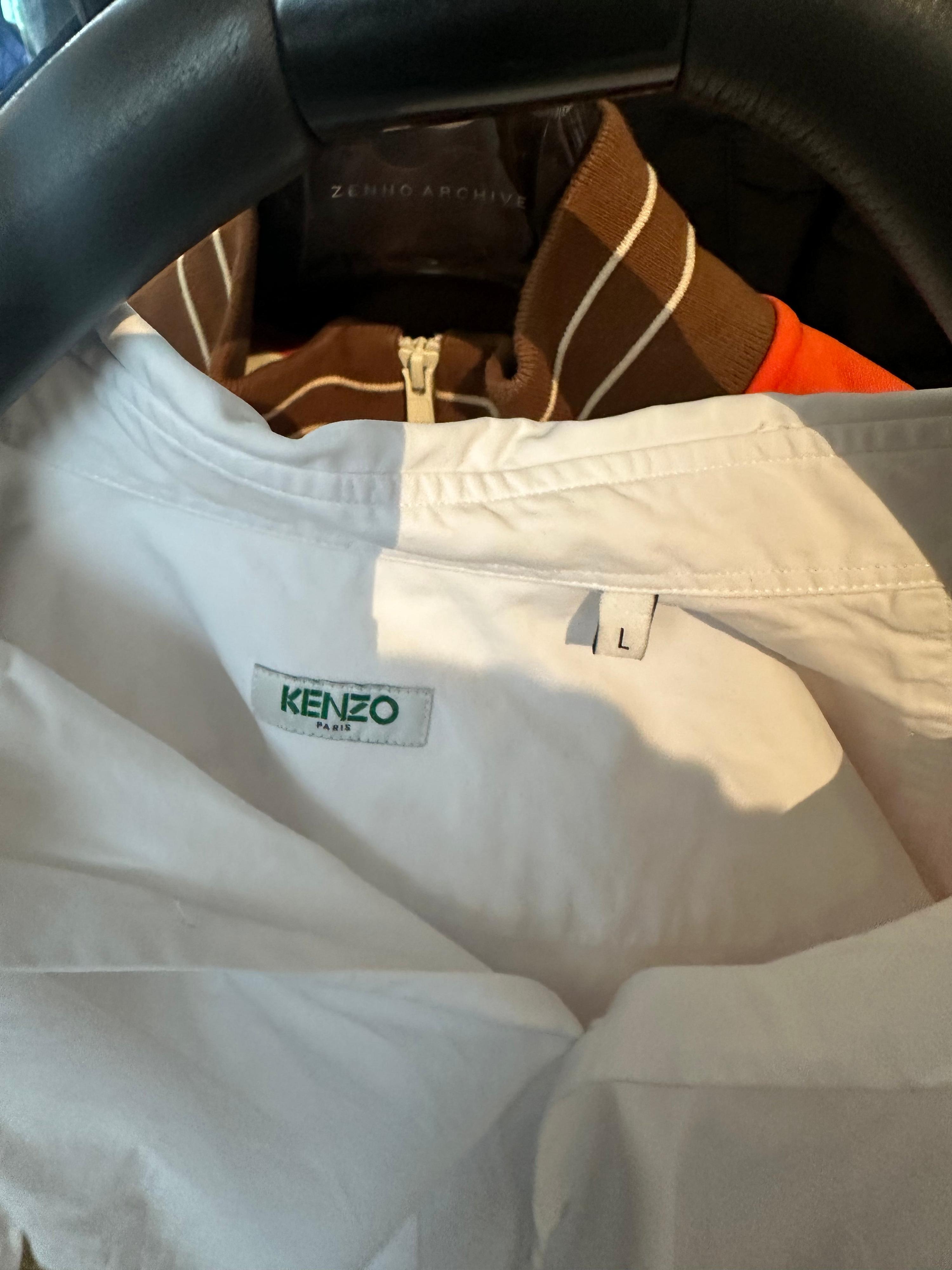 Kenzo Embroidered Logo Button-Up Shirt White (Size L) thumbnail 2