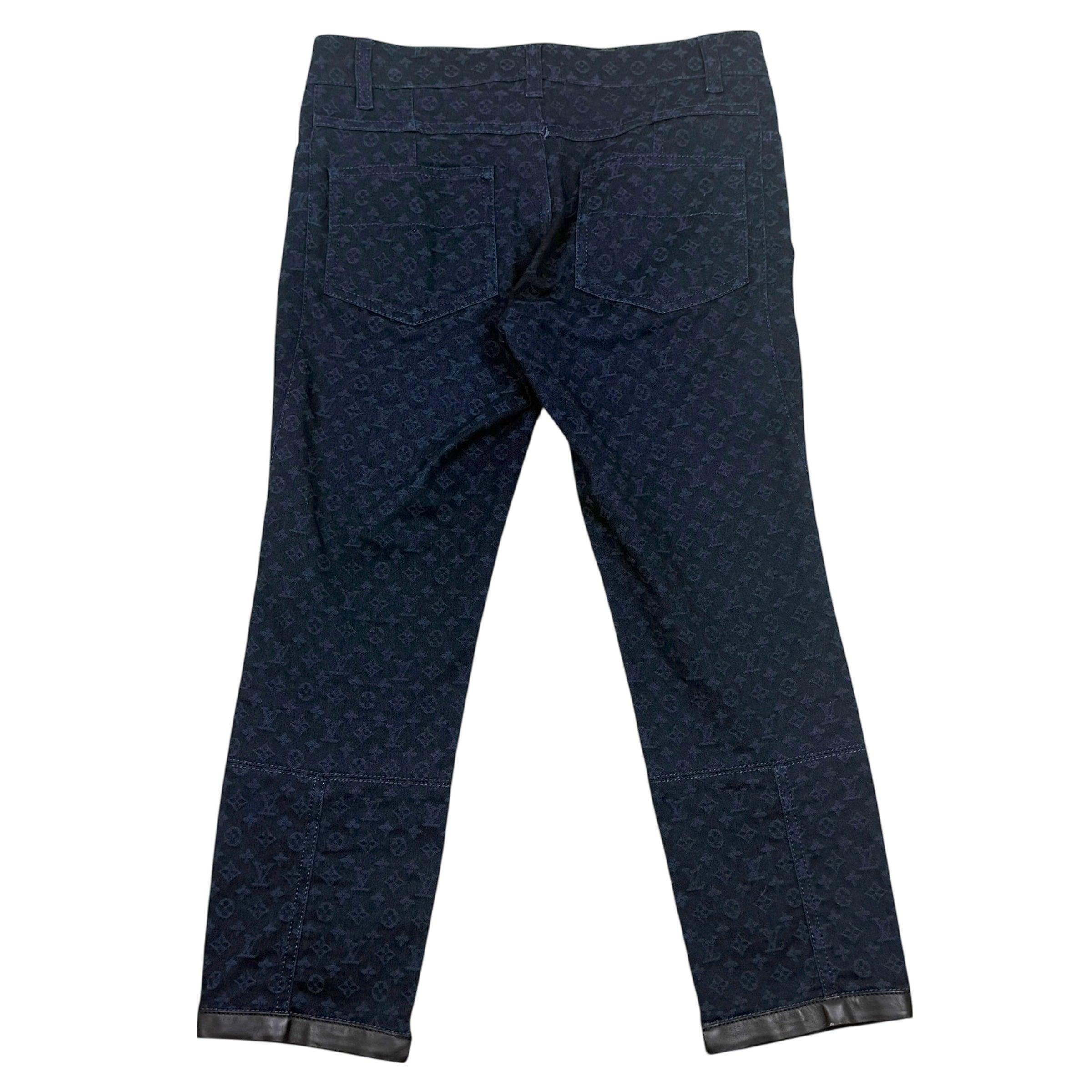 Louis Vuitton Monogram Lambskin Trim Capri Denim Pants Navy (Size 36) thumbnail 4