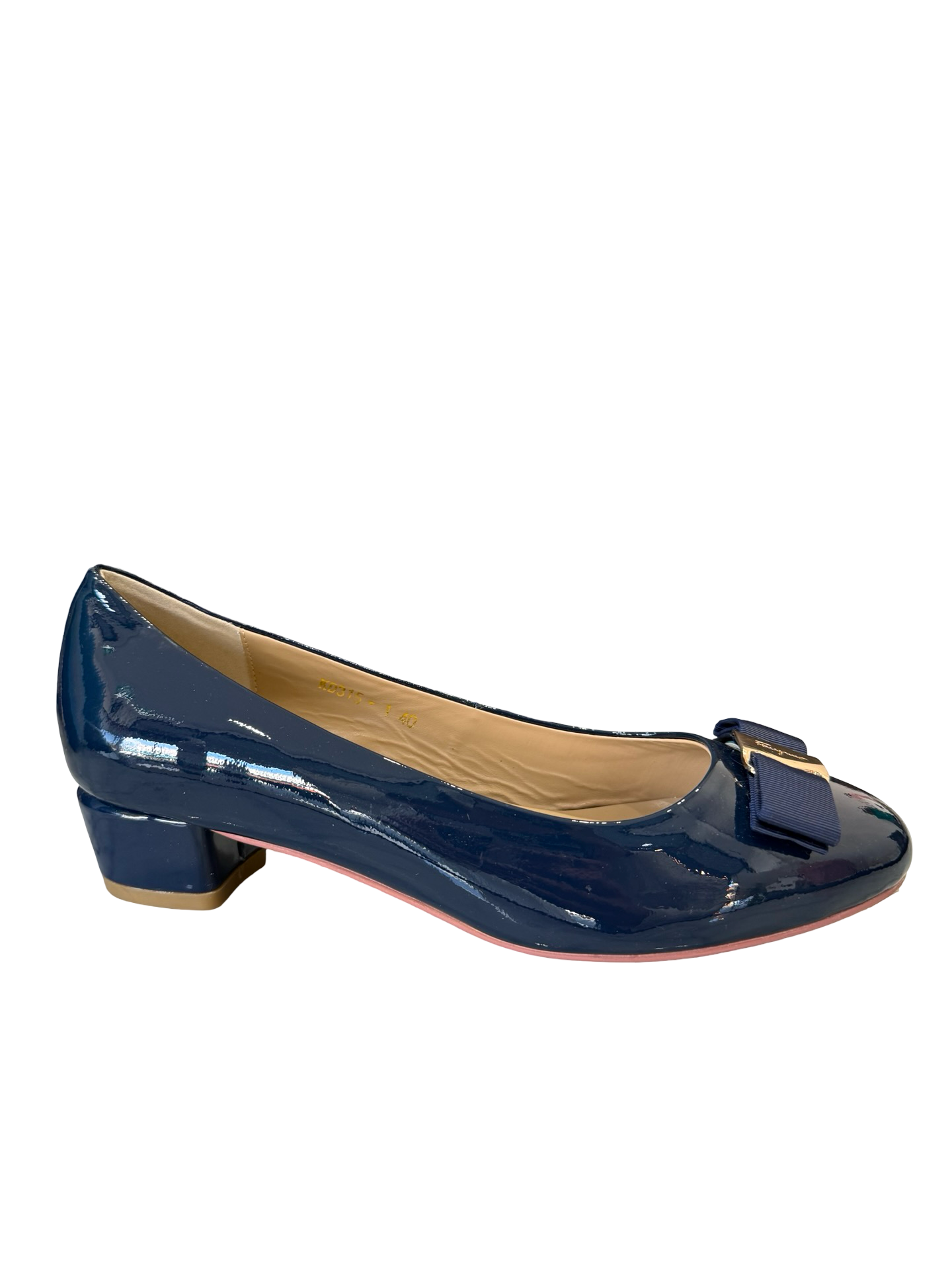 Ferragamo Navy Patent Pump 40 WDB