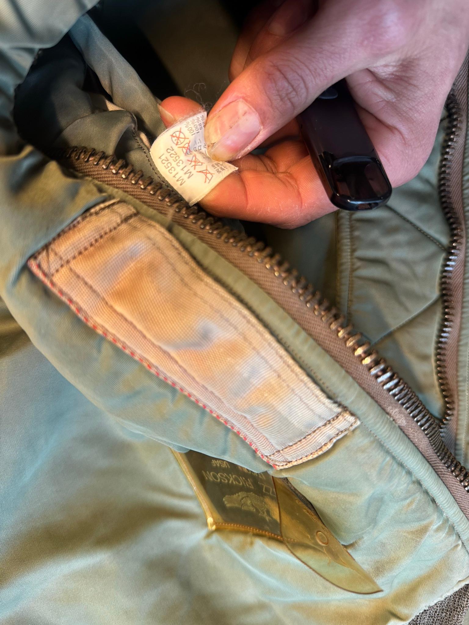 Buzz Rickson’s 57th Fighter Interceptor Squadron MA-1 Flight Jacket Sage Green (Size XL) thumbnail 5