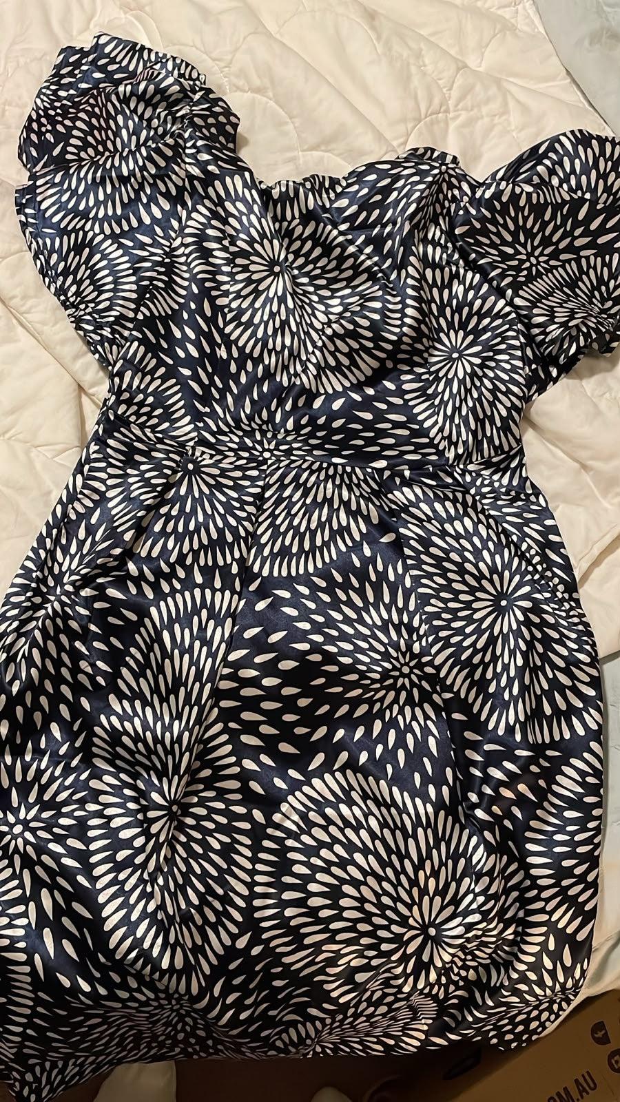 No Brand Navy & White Peplum Sleeve Dress