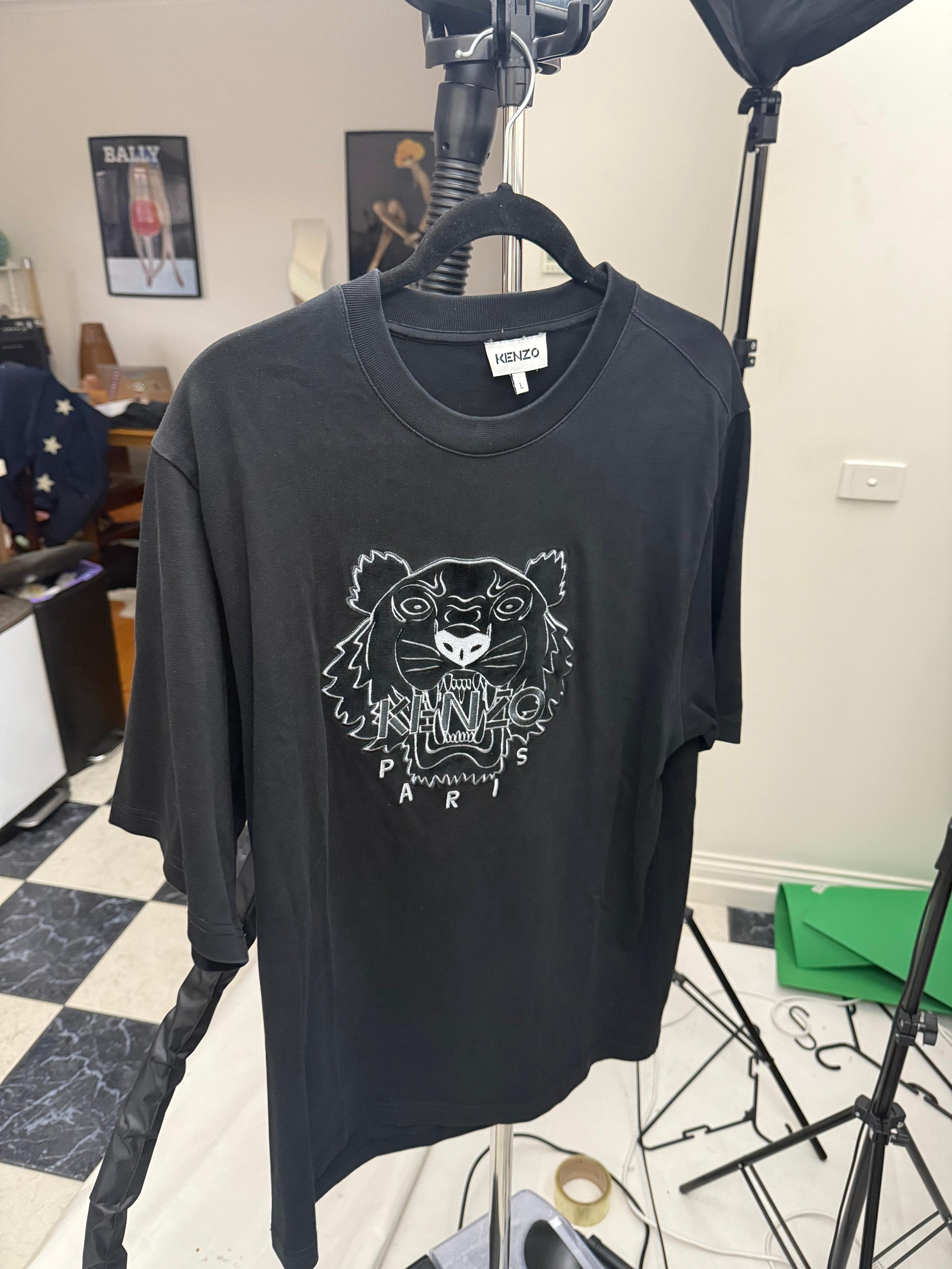 Kenzo Gradient Tiger Embroidered Oversized Heavy T-Shirt Black (Fits L-XL)
