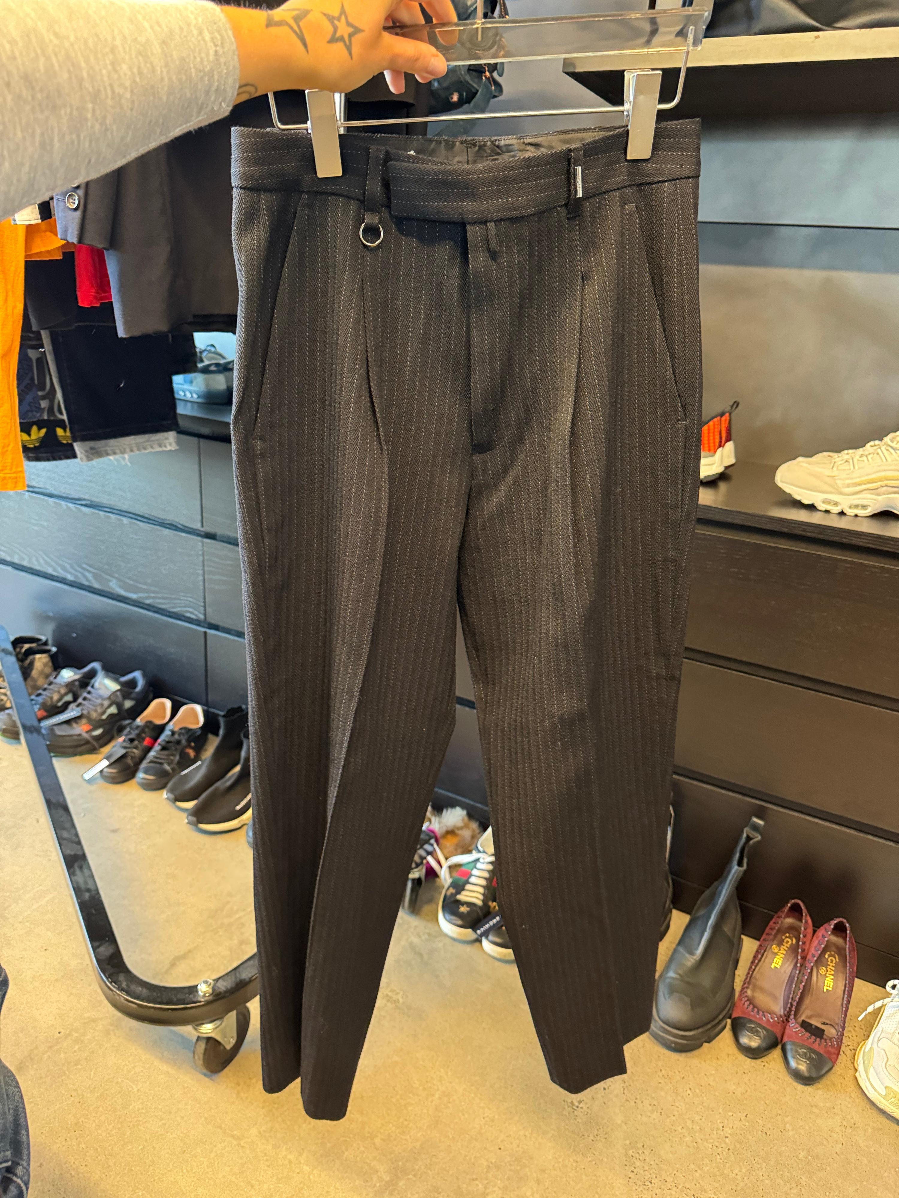 HIGH Wool & Cotton Blend Pinstripe Pants Navy (Size 42)