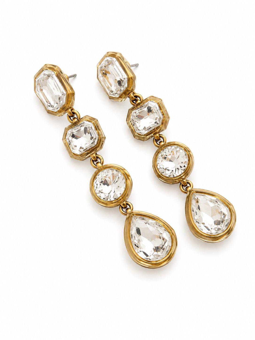 J.Crew Gold Clear Crystal Drop Earrings