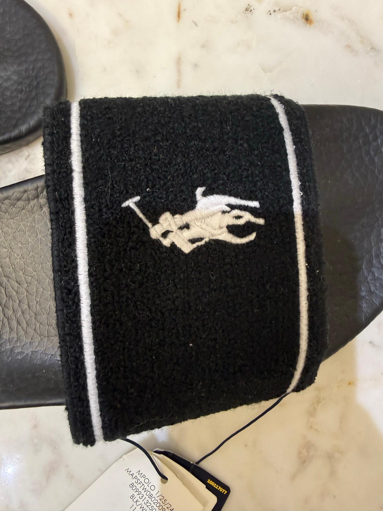Polo Ralph Lauren Black Terry Towelling Slides 11 thumbnail 4