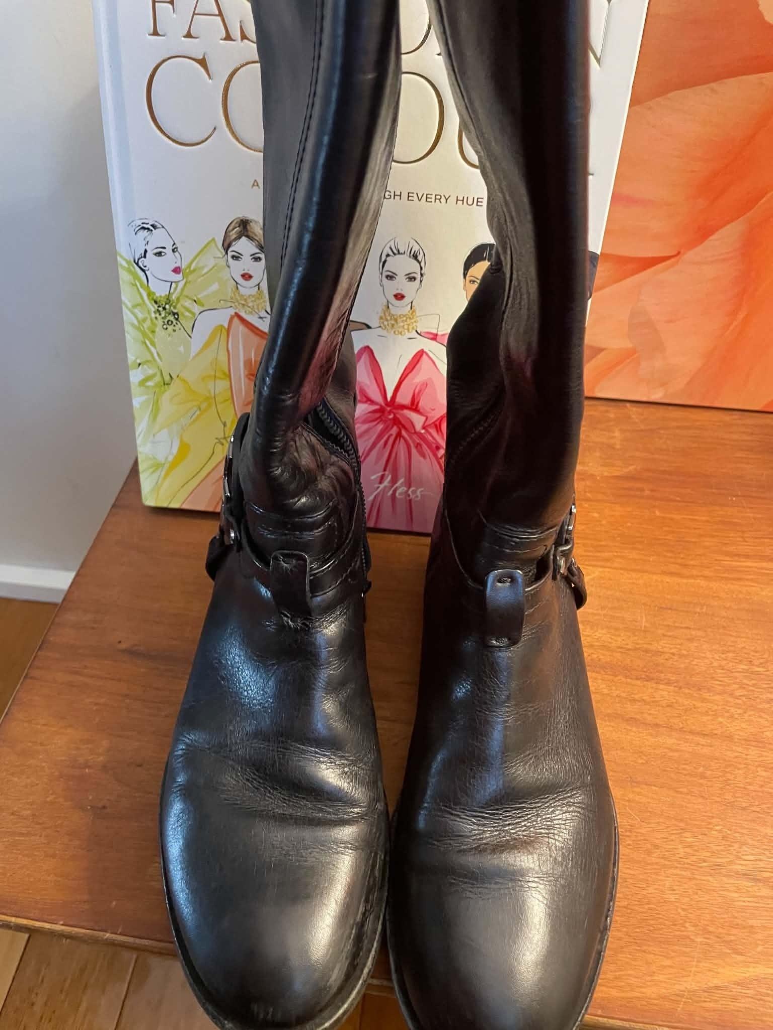 Tory Burch Black Leather Riding Boots 38 thumbnail 3