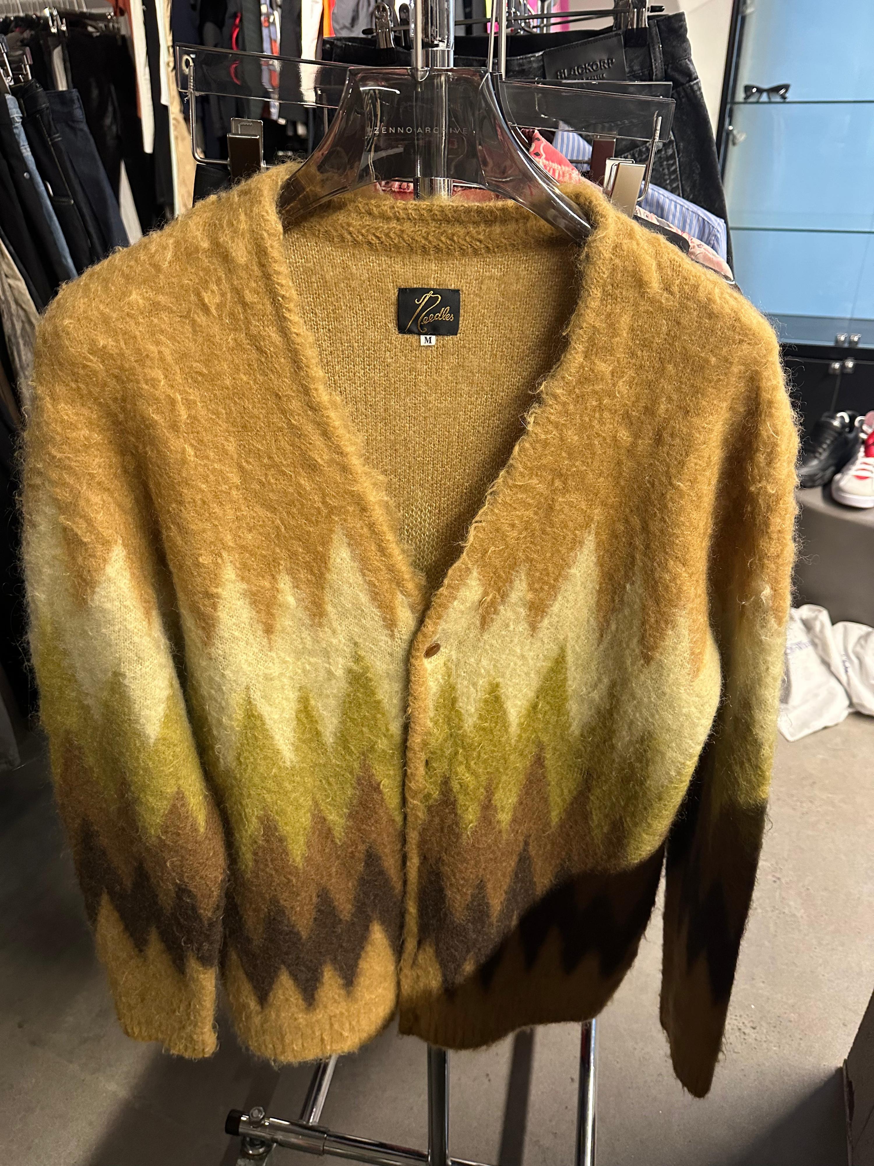 Needles Mohair Zig Zag Cardigan Yellow/Brown (Size M)