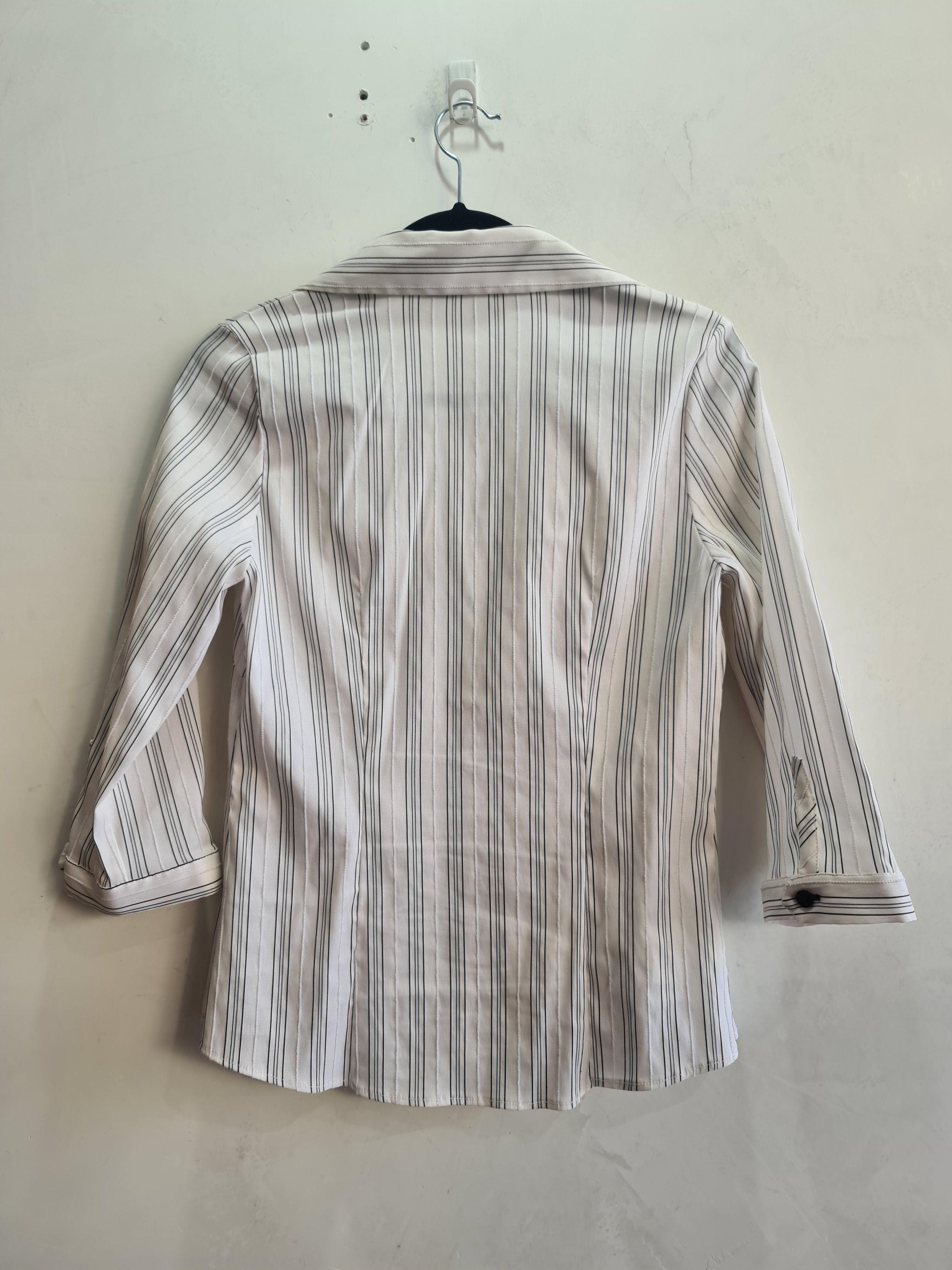 Anthea Crawford White with Black Stripe shirt - size 10 thumbnail 2