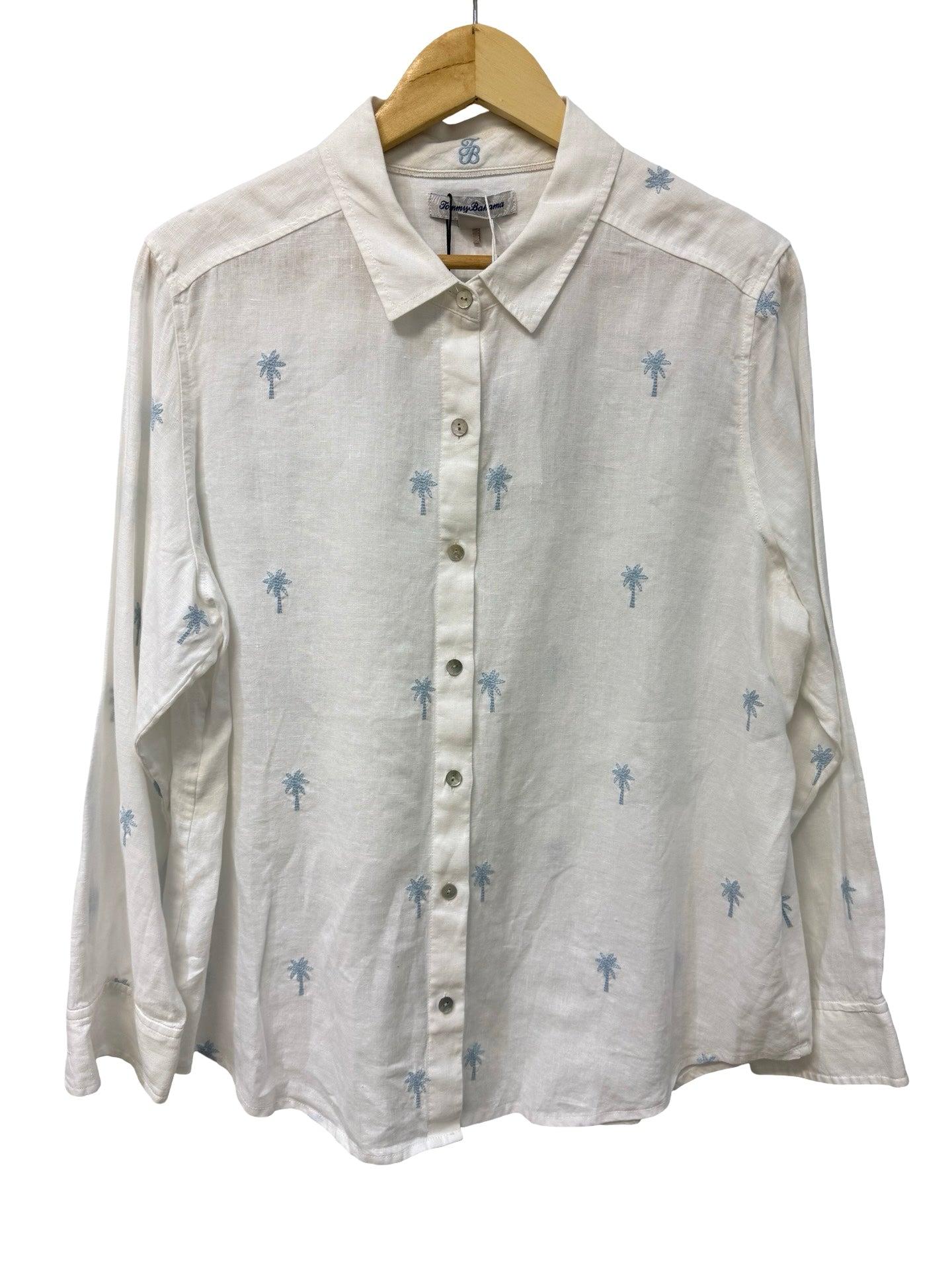Tommy Bahama White Palm Print Shirt L