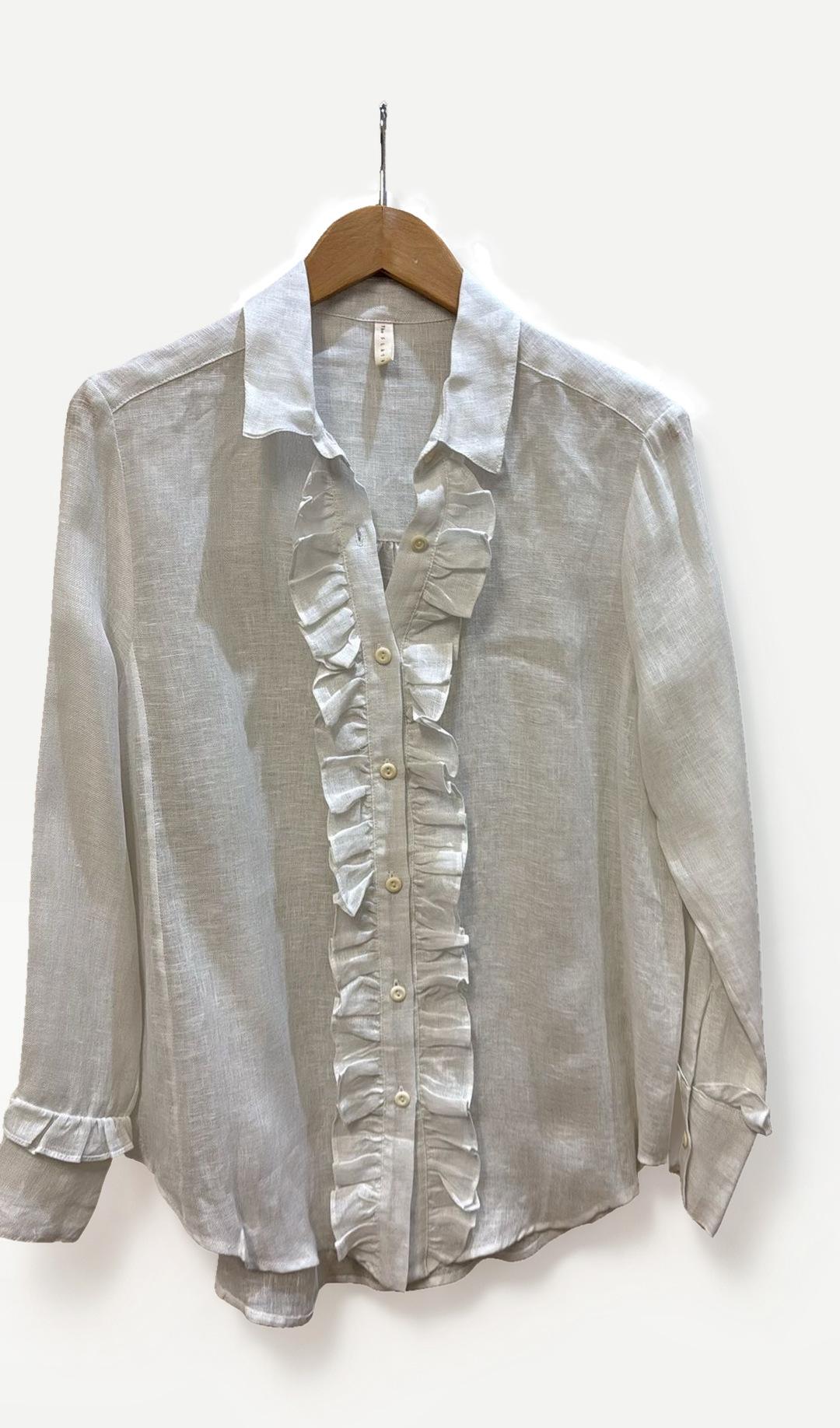 The Flat Iron Label Label White Linen Ruffle Shirt 1