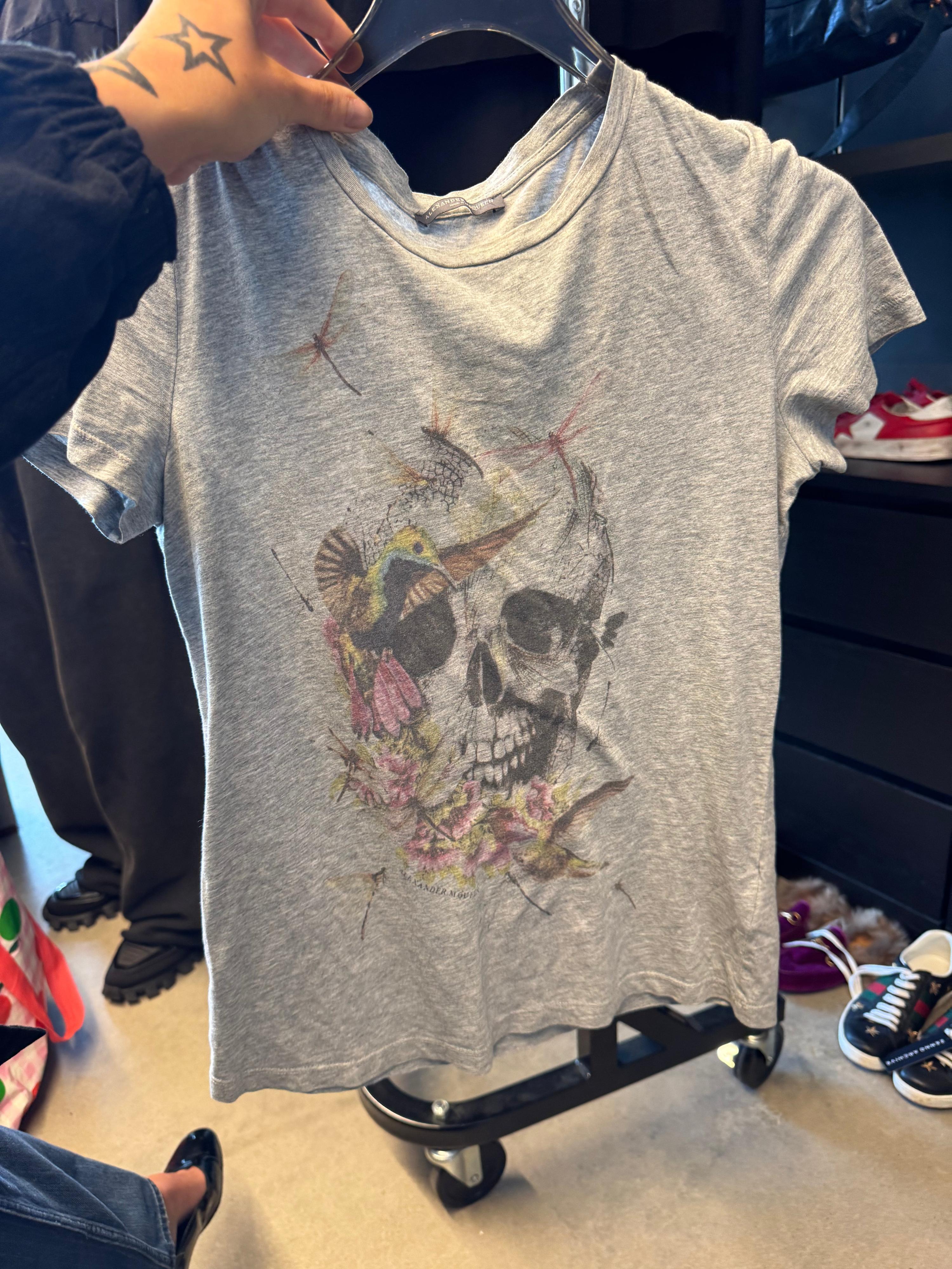Alexander McQueen Grey Jersey Printed Graphic T-Shirt (Size S)