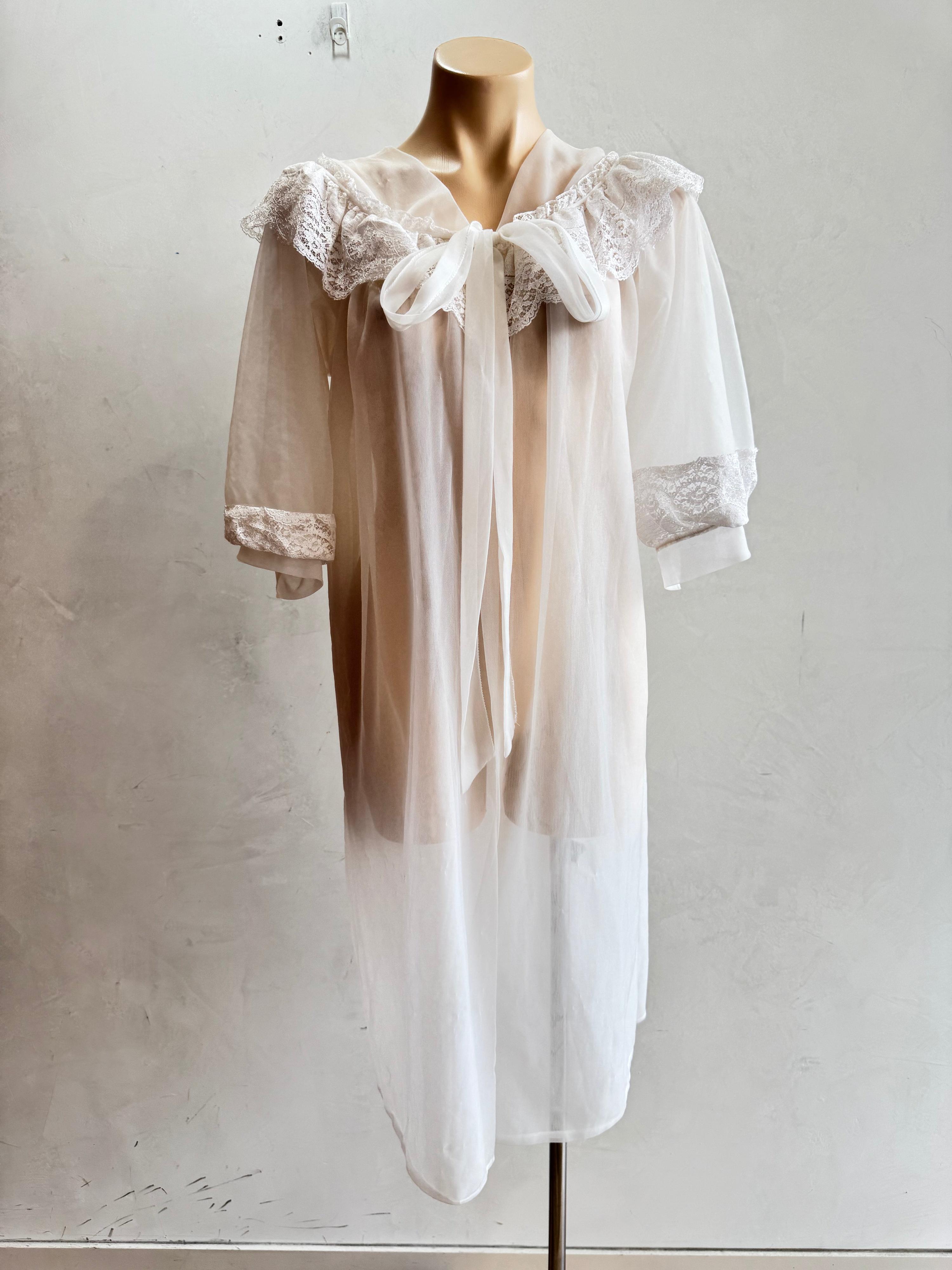 Vintage Gen Jex white Lace robe - size S thumbnail 3