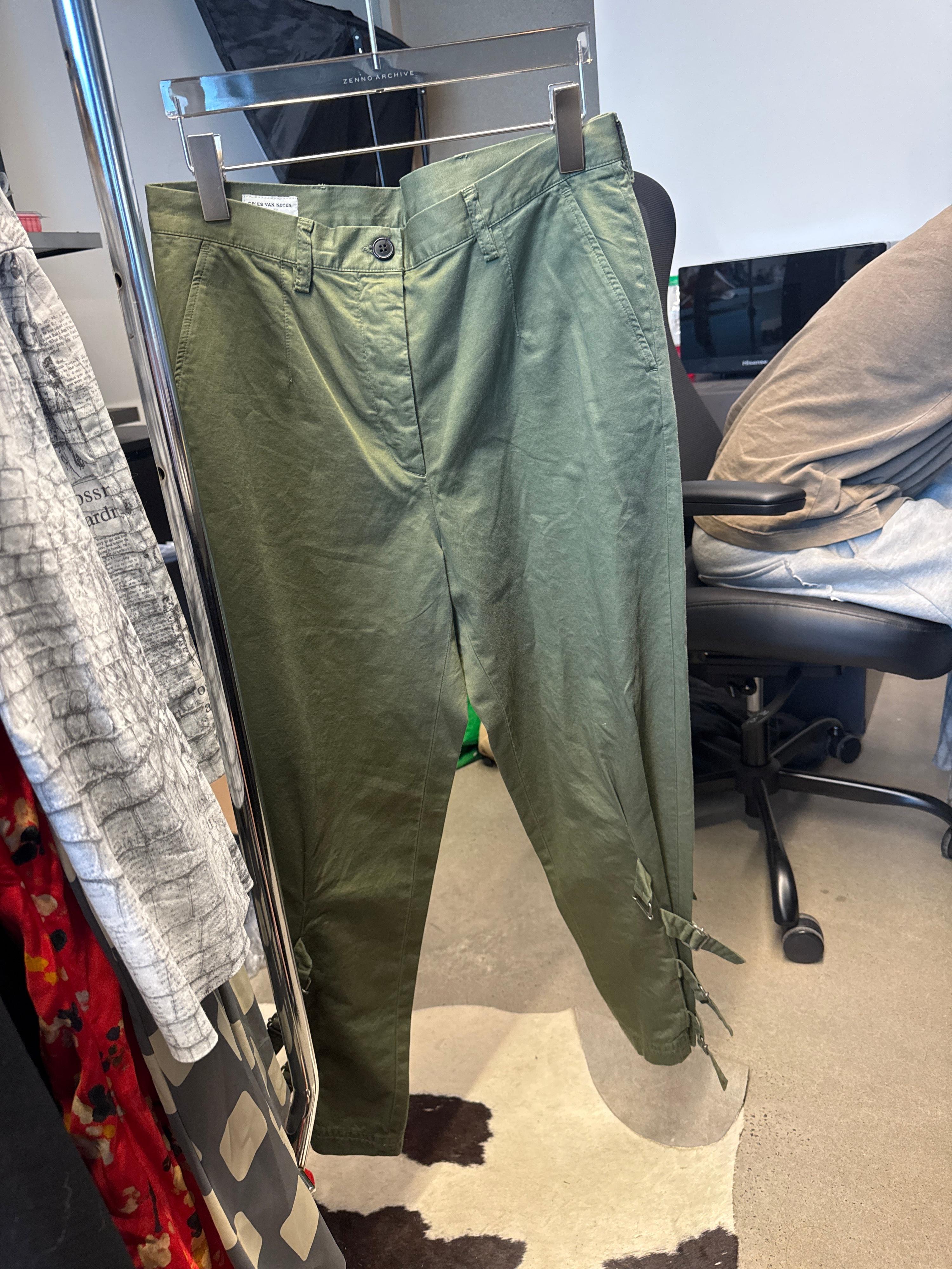 Dries Van Noten AW2003 Milestone Buckle Trousers Green (Size 38)