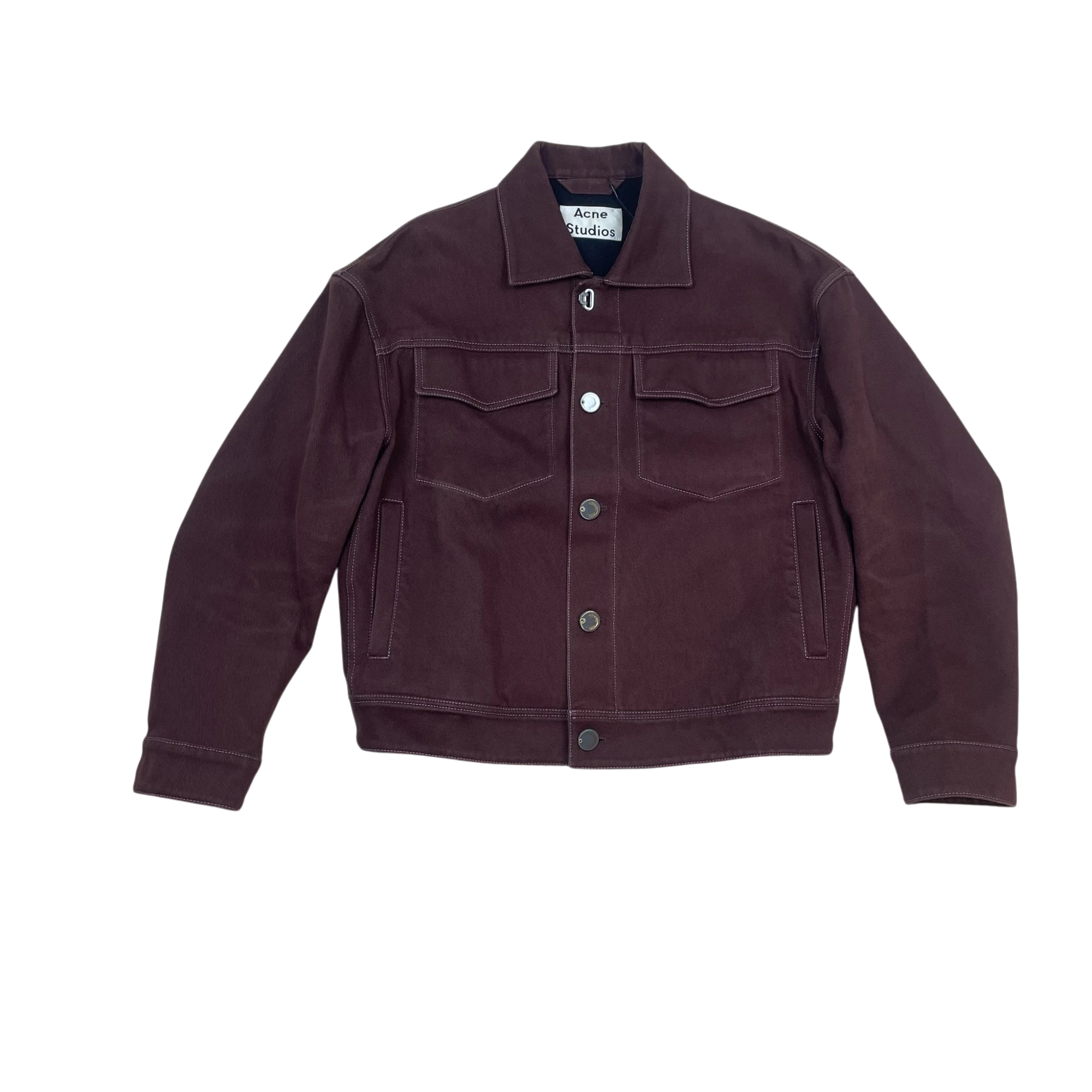 Acne Studios AW19 Cotton Twill Trucker Jacket Brick Red/Burgundy (Size 46/S)