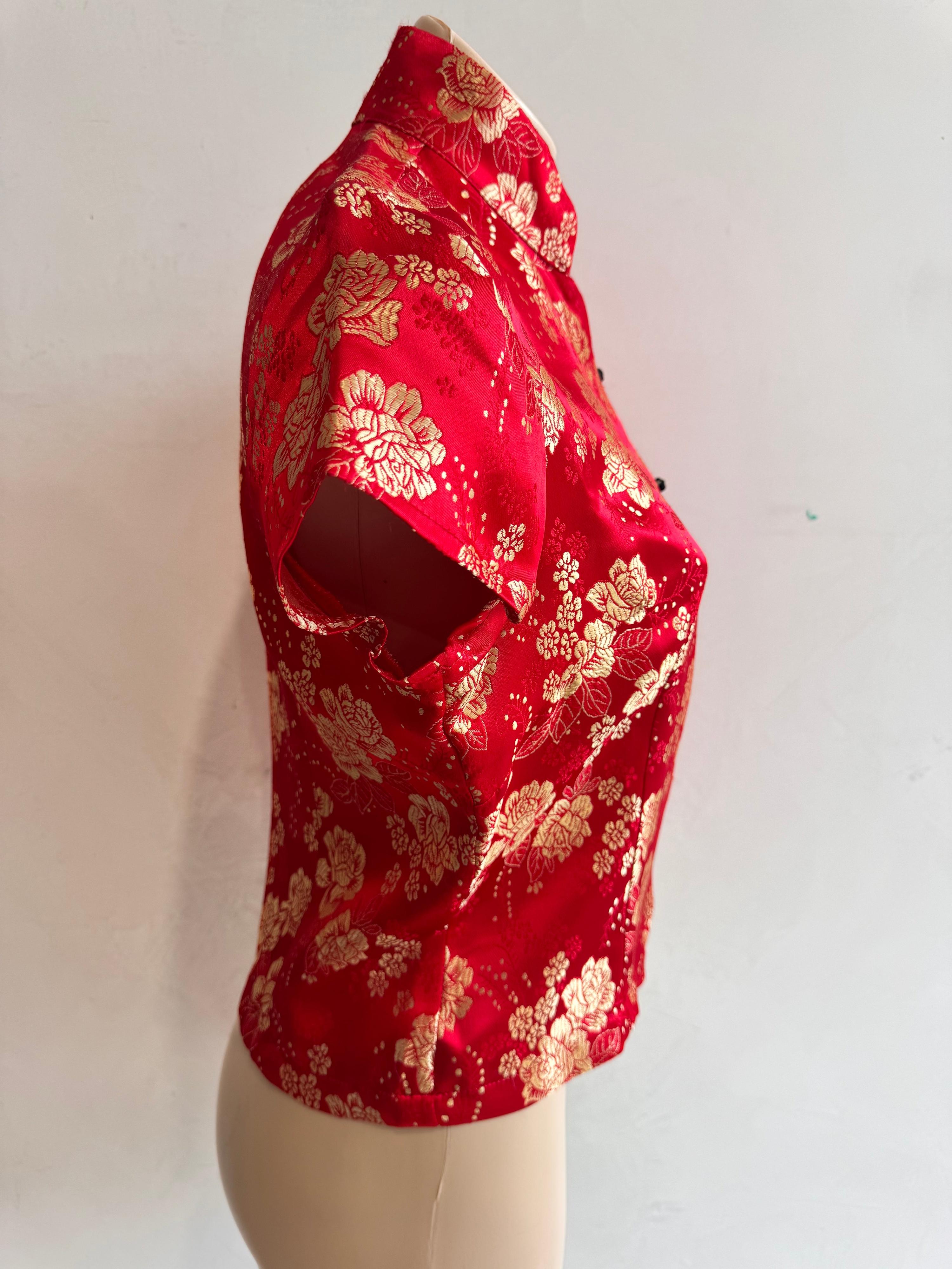 Vintage Kamikaze Red Mandarin Top - size 14 thumbnail 4