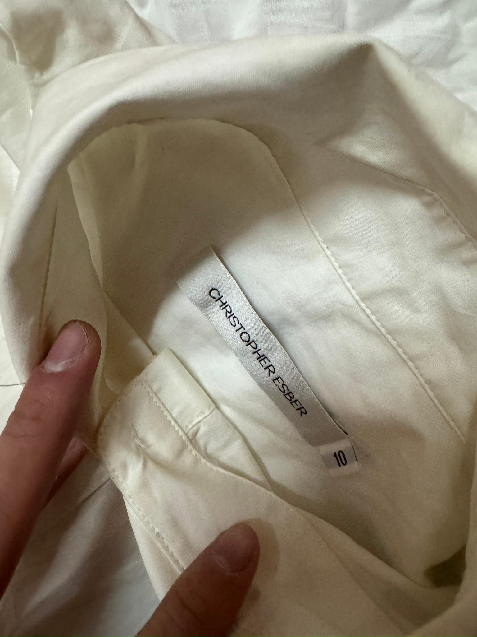 Christopher Esber White Cropped Tie Blouse (Size 10) thumbnail 3