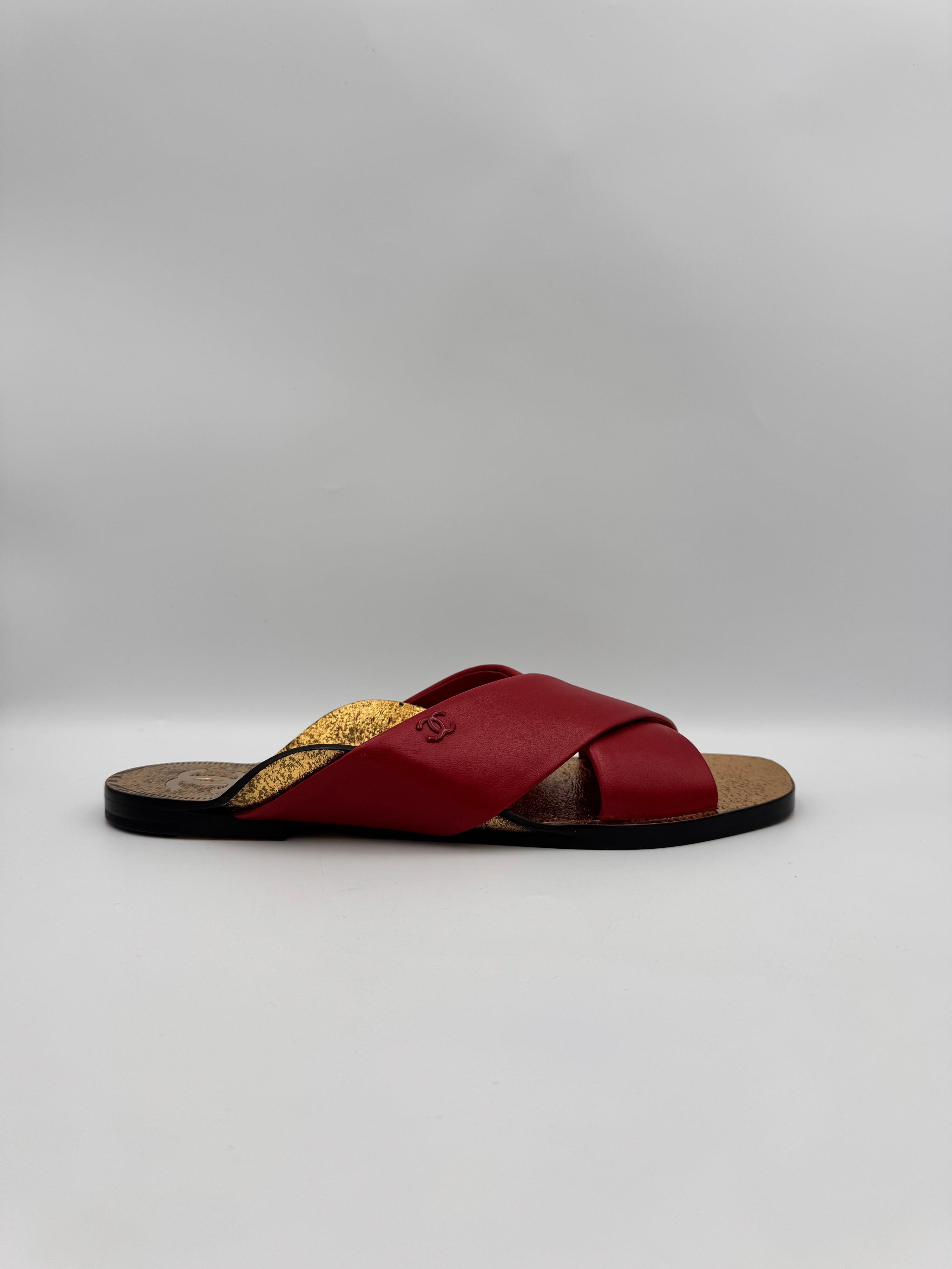 Chanel Red Lambskin Leather Mules Size 41C thumbnail 10