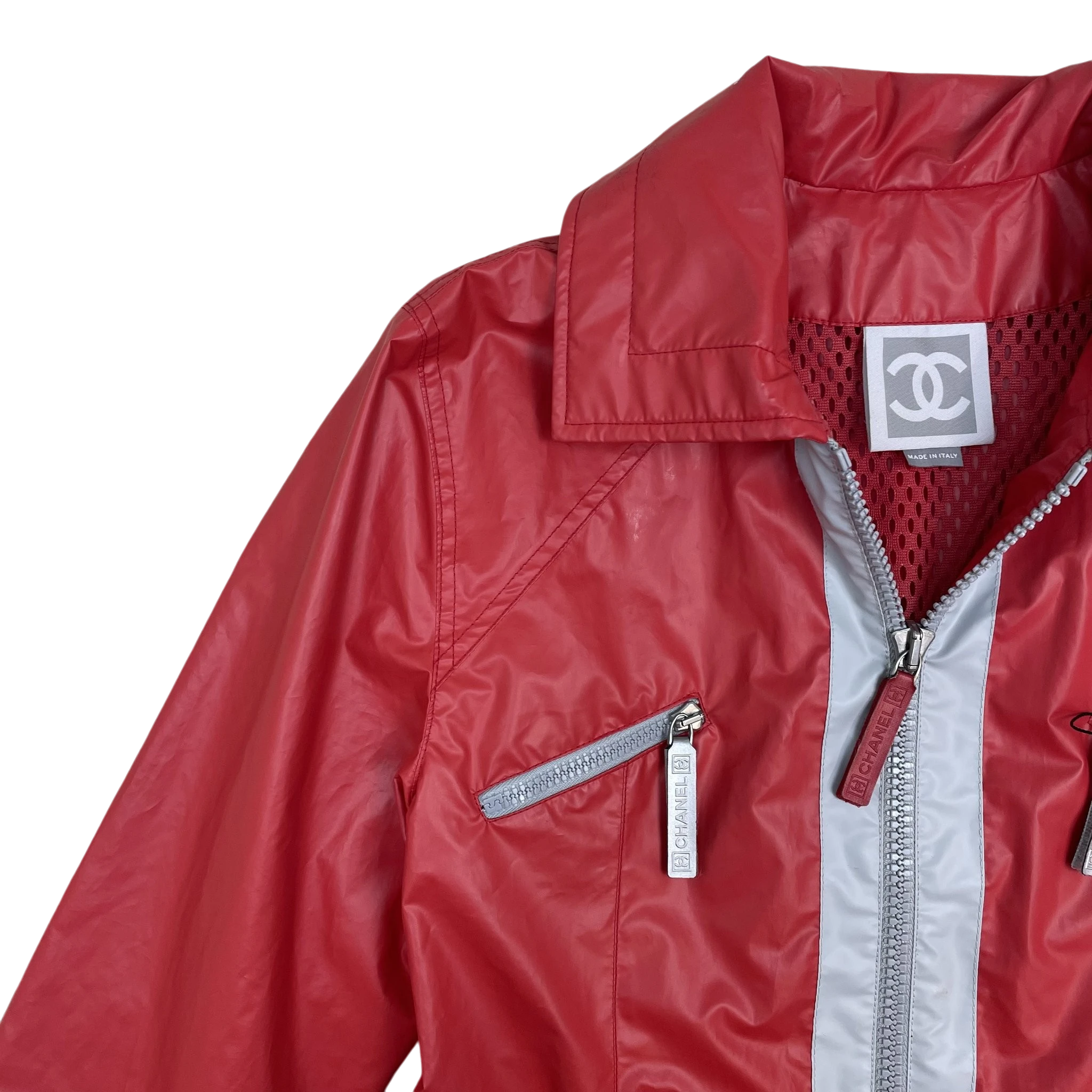 Chanel Sport 90s Poly Rain Coat Red (Size 40) thumbnail 5