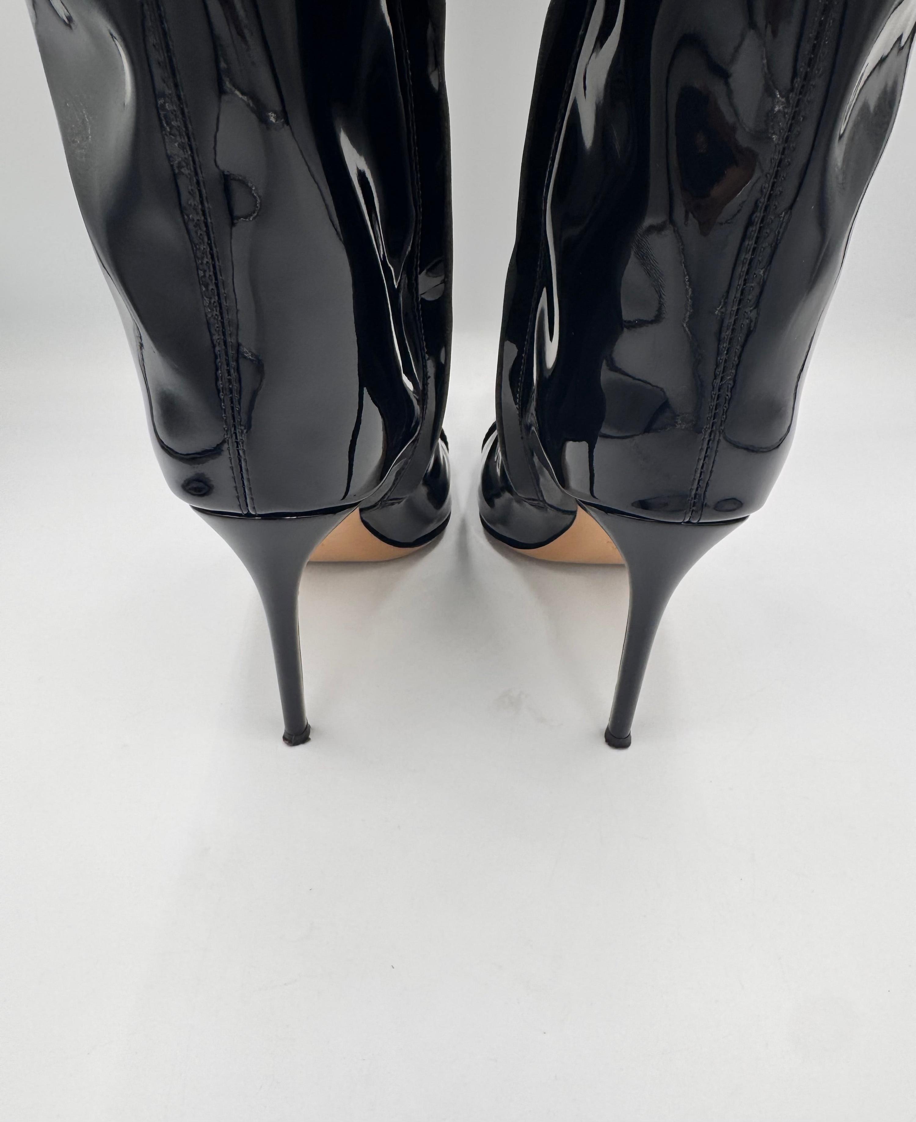 ALEXANDRE VAULTHIER Black Patent Knee-High Boots size 38.5 thumbnail 10