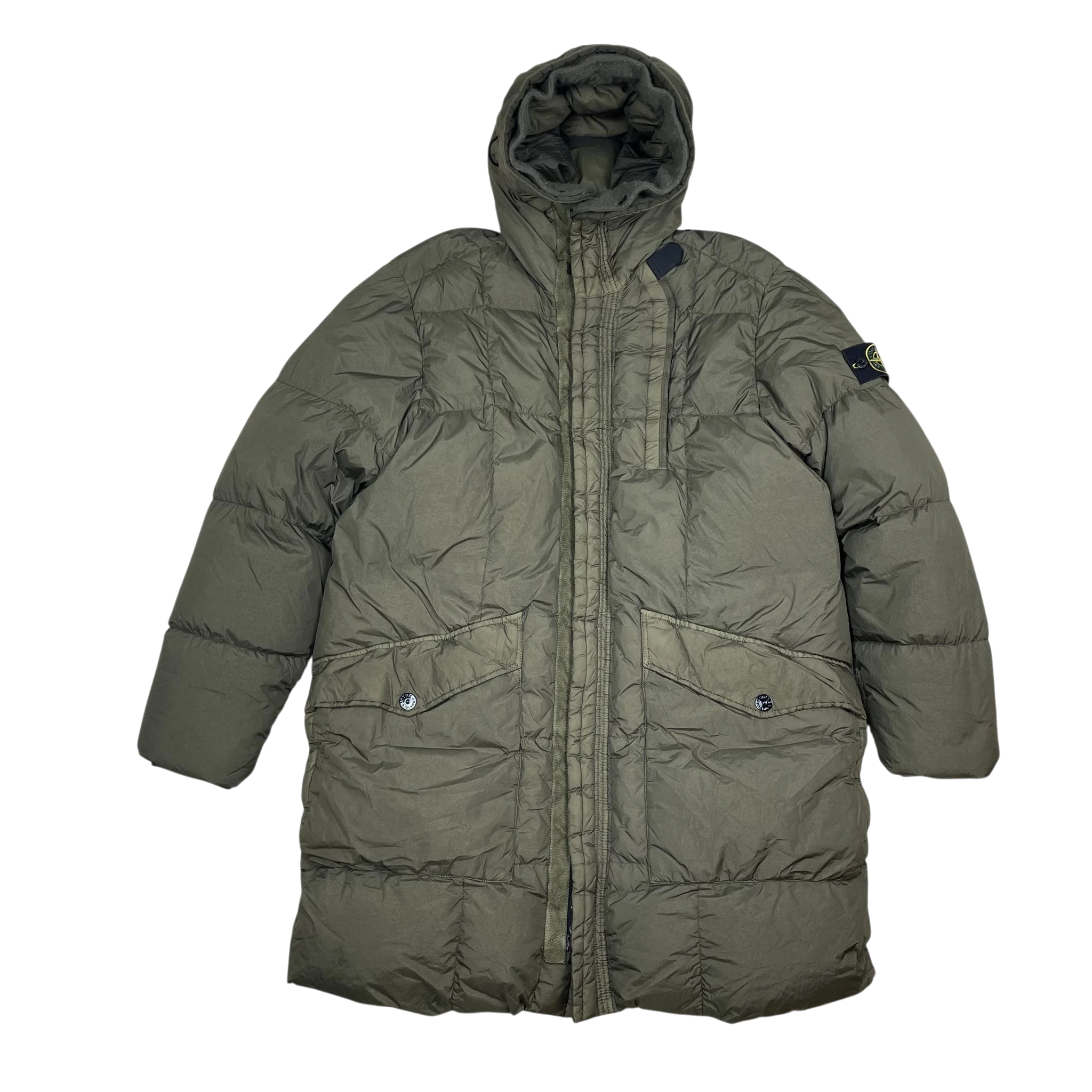Stone Island AW18 Crinkle Reps NY Down Parka Jacket Army Green (Size XL)