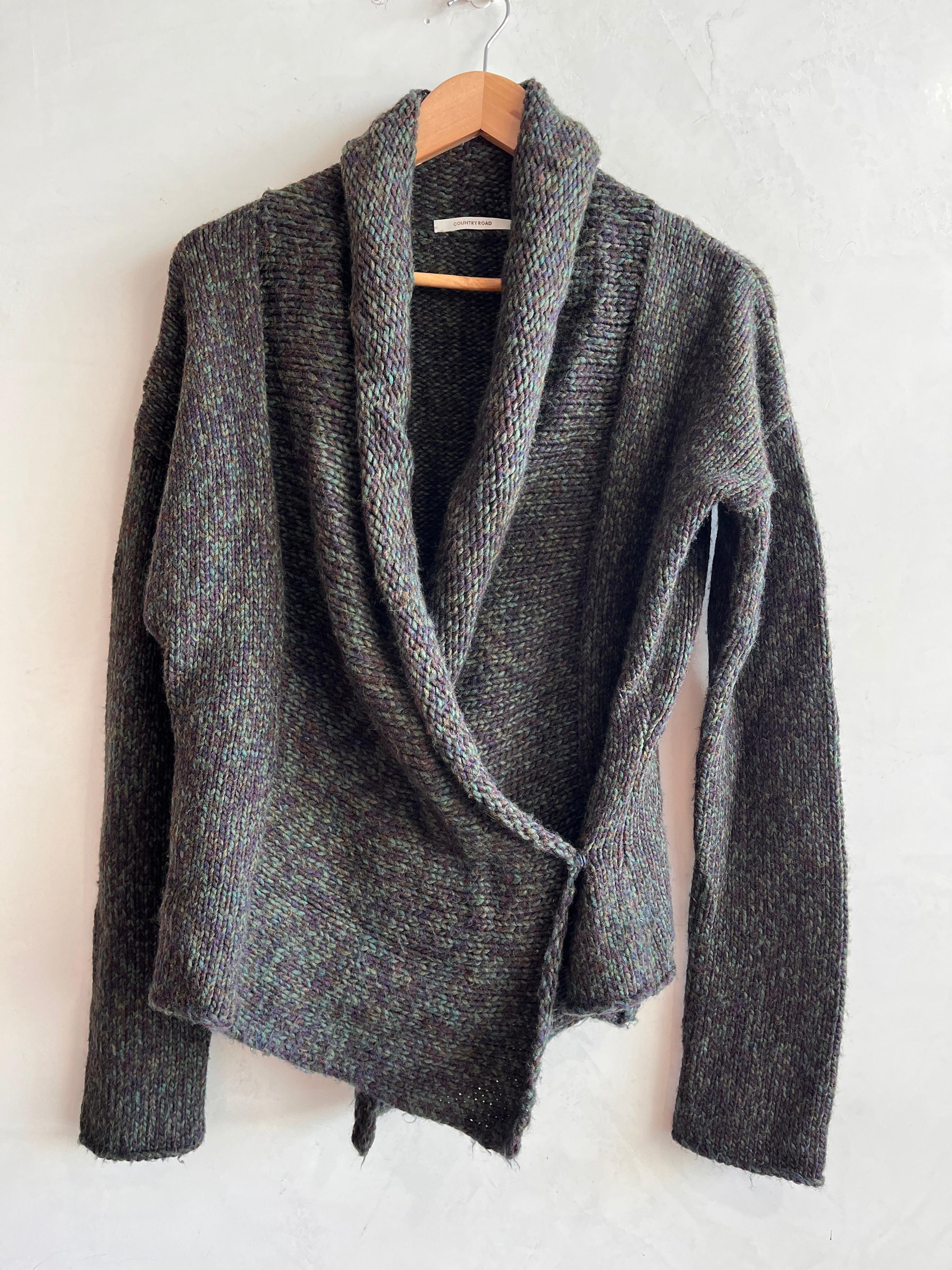 COUNTRY ROAD Khaki Wool Blend Draped Cardigan Size M