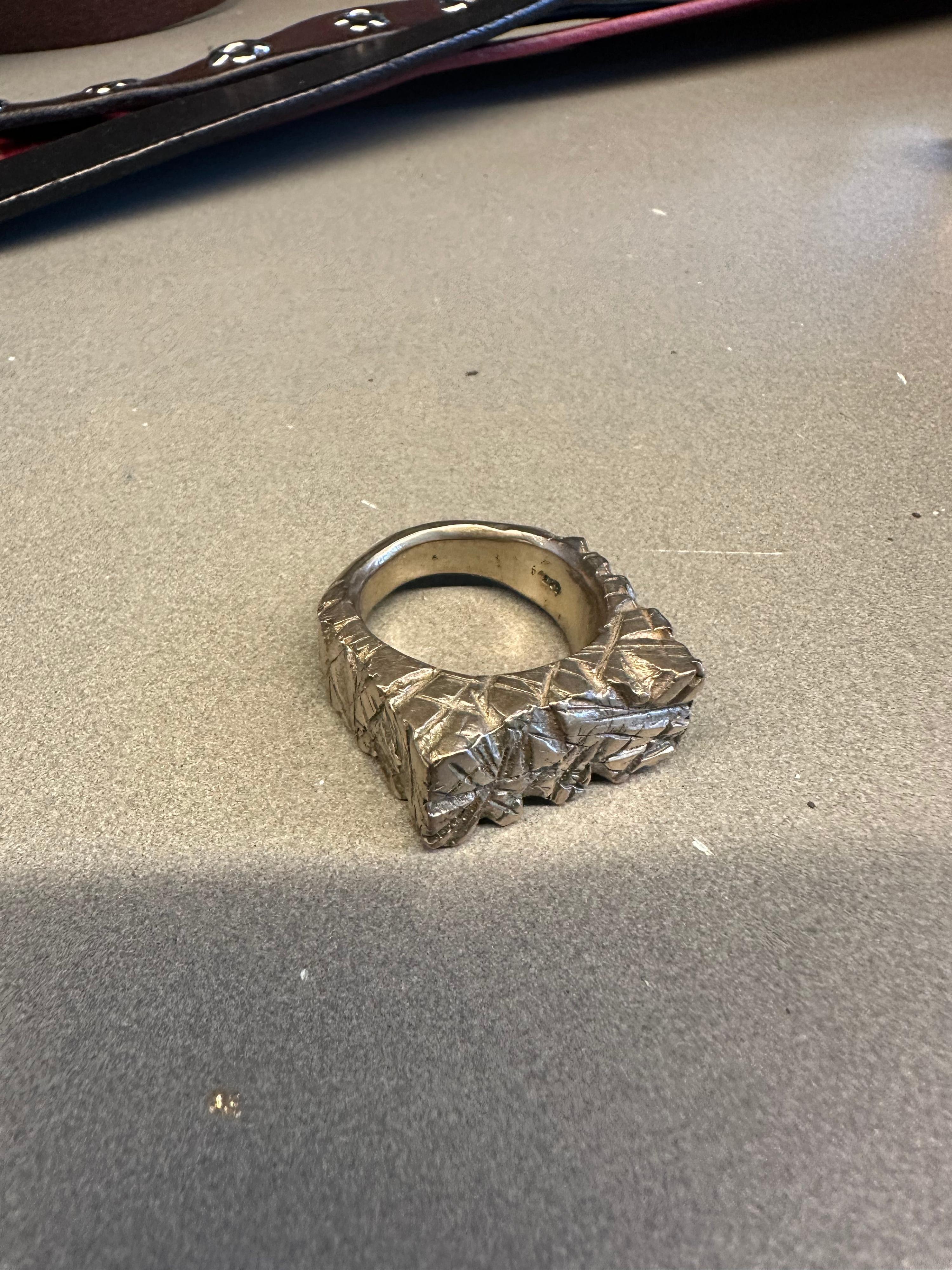 Chunky Raw Finish 925 Silver Ring (35.7 grams)