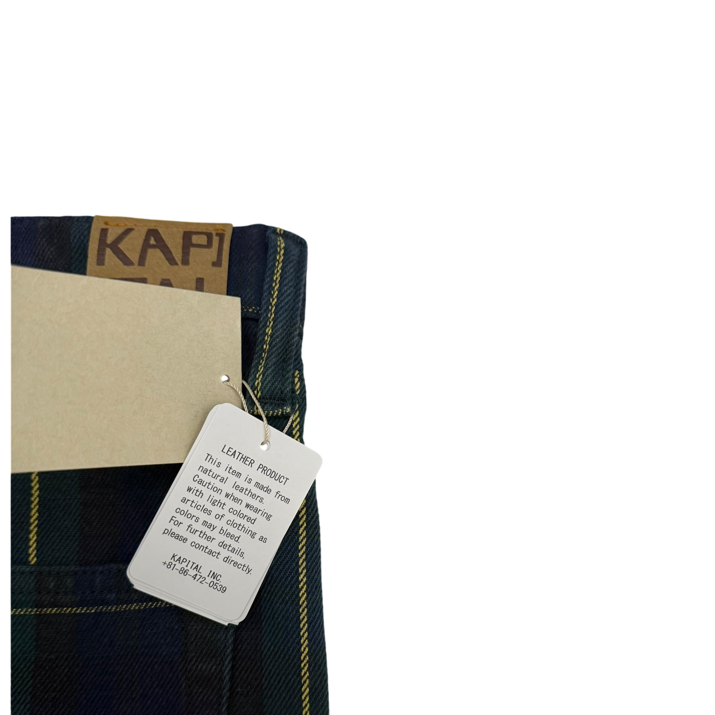 Kapital 11oz Tartan Check 5P Monkey Cisco Jeans (Studs Remake) Navy (Size 38”) thumbnail 6