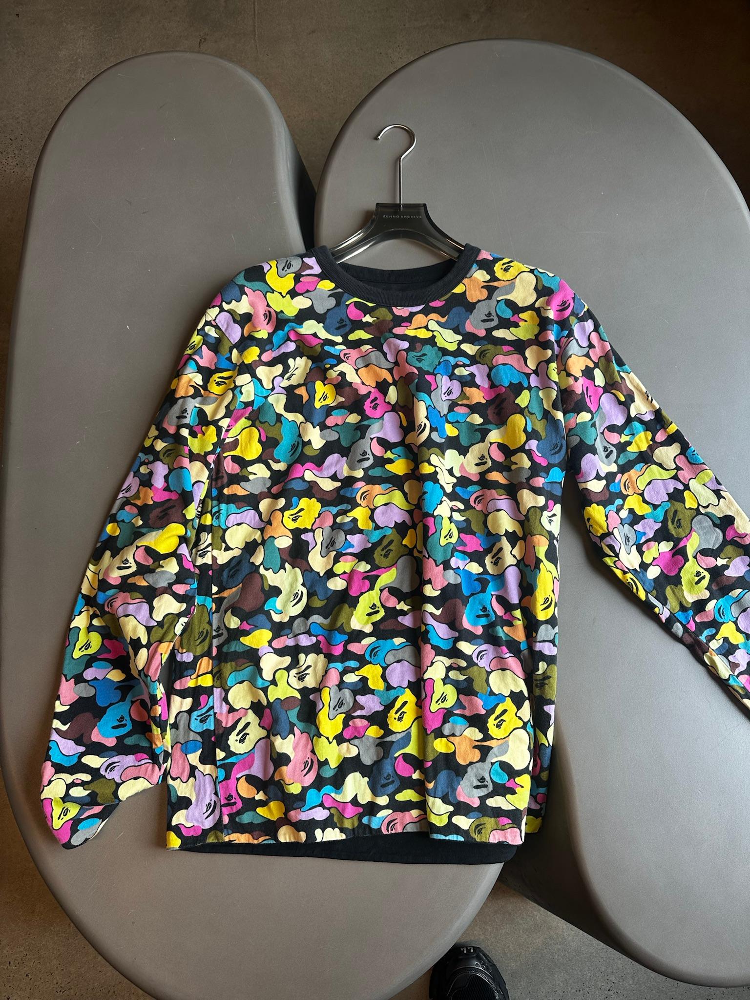 A Bathing Ape (BAPE) Reversible Multi Camo Long Sleeve T-Shirt Black (Size L)