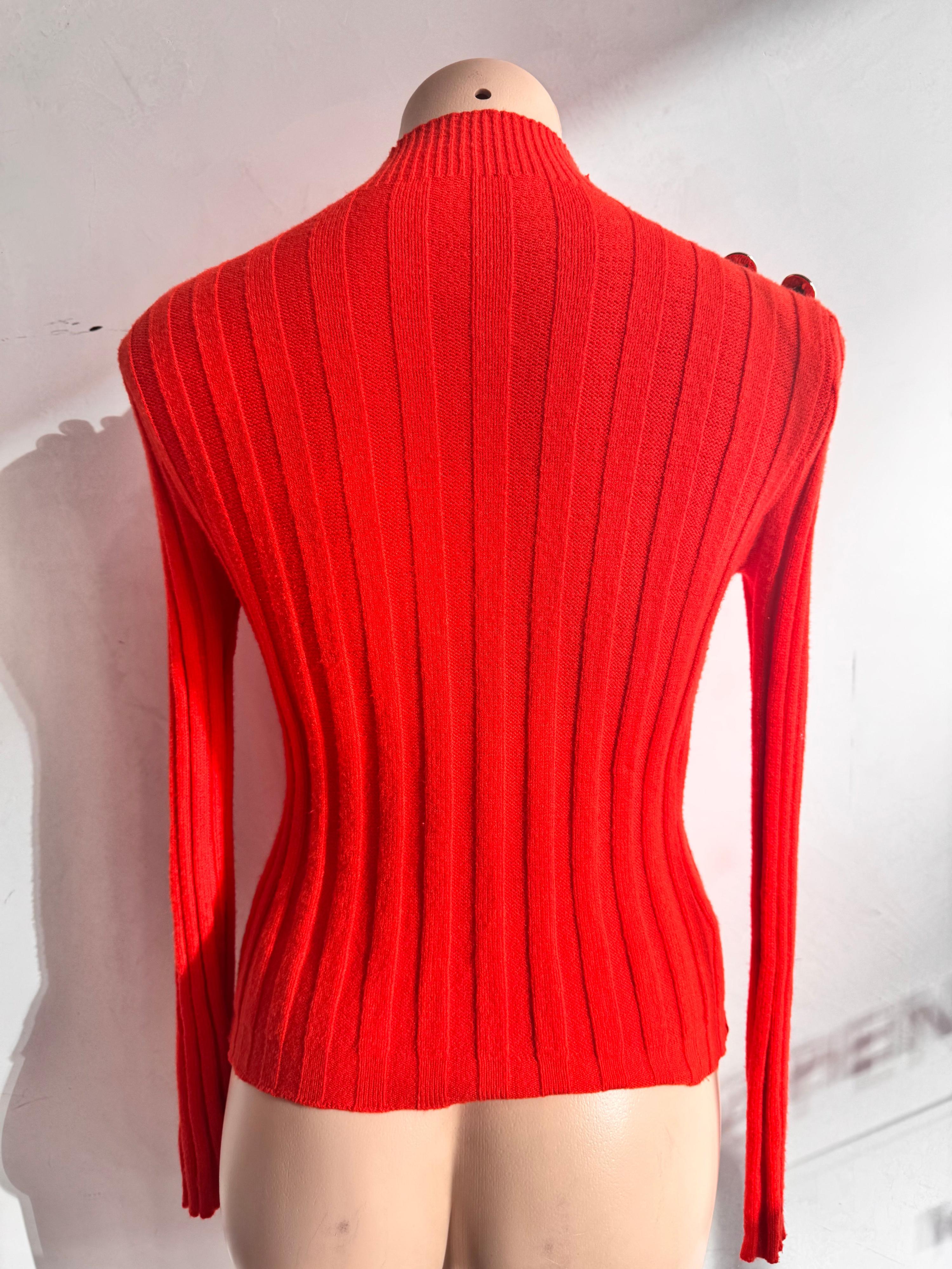 Turtleneck knit top with button details - Size S - Orange thumbnail 10