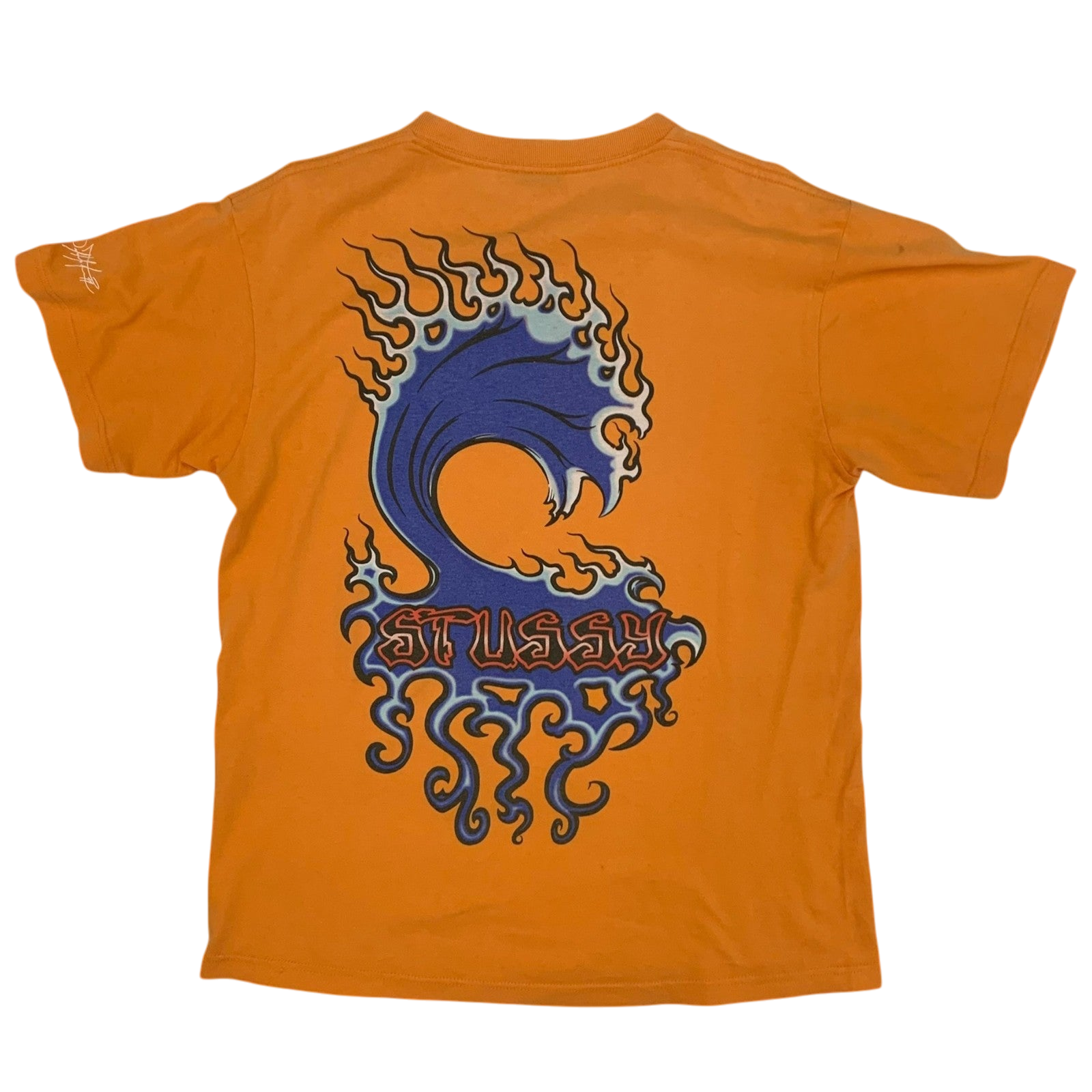Stussy Vintage 00s ‘Inferno Wave’ T-Shirt Orange (Size M)